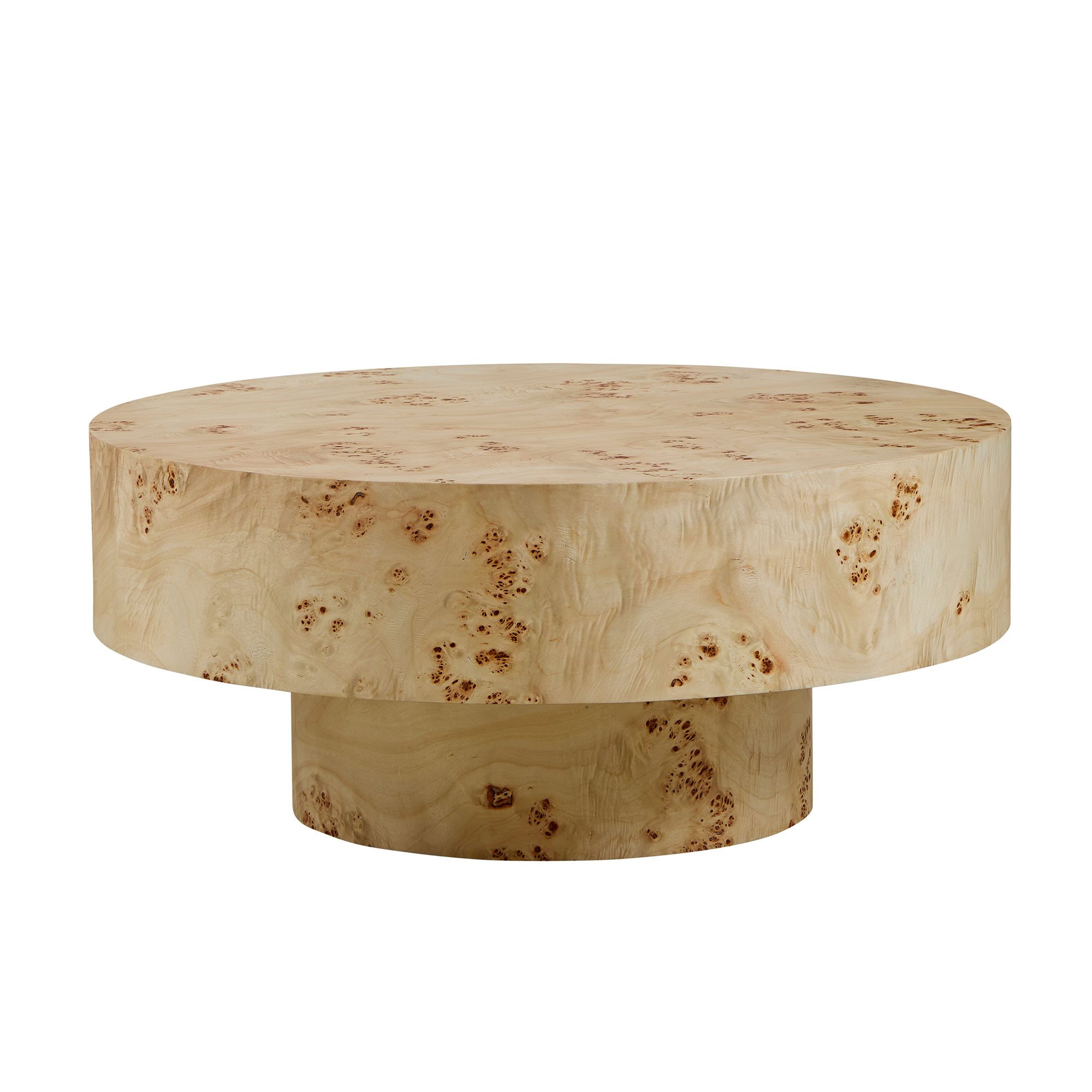 WILLIAMSPACE Couchtisch Benno Runder Couchtisch mit Burl Furnier-Minimalistischer Couchtisch (1 St), Maße ca.: B80 x T80 x H35 cm