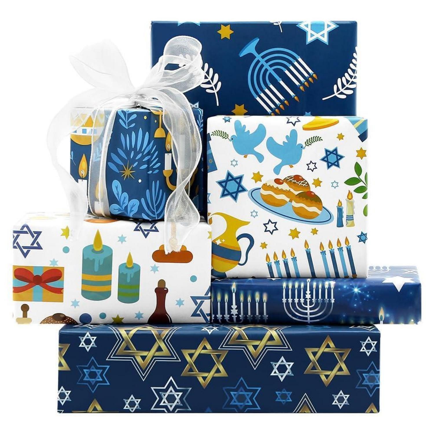 LuxusKollektion Geschenkpapier Geschenkpapier Chanukka 6 Blatt 50x70cm, (6St)