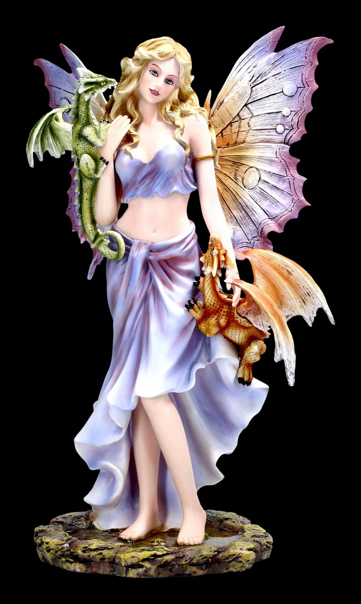 Figuren Shop GmbH Fantasy-Figur Elfen Figur - Cora mit Drachen Babys Fantasy Deko Fee