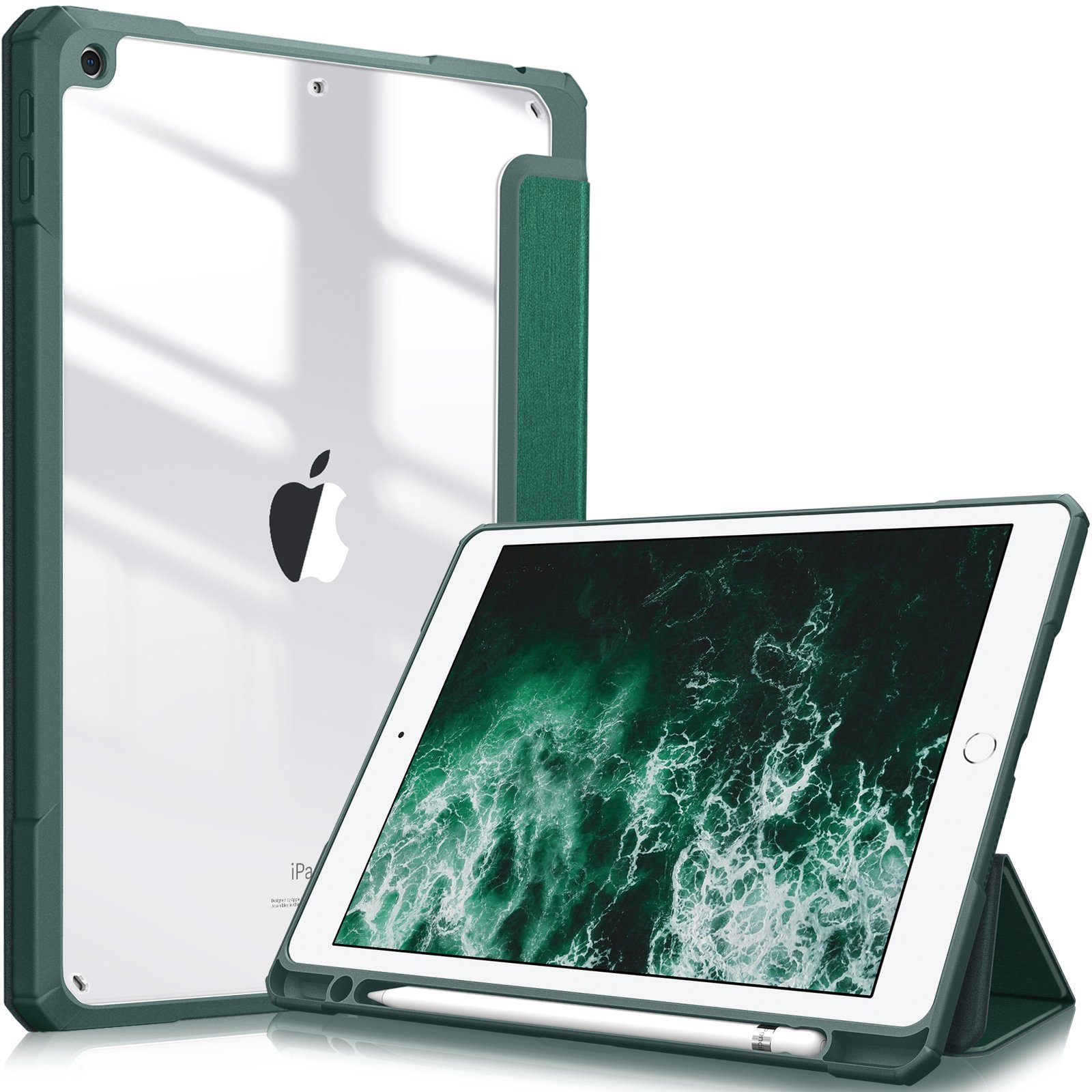 Fintie Tablet-Hülle Hybrid Hülle für 10.2 Zoll iPad 9. Gen 2021/8. Gen 2020/7. Gen 2019, mit Stifthalter - Stoßfeste Schutzhülle mit transparenter Hartschale