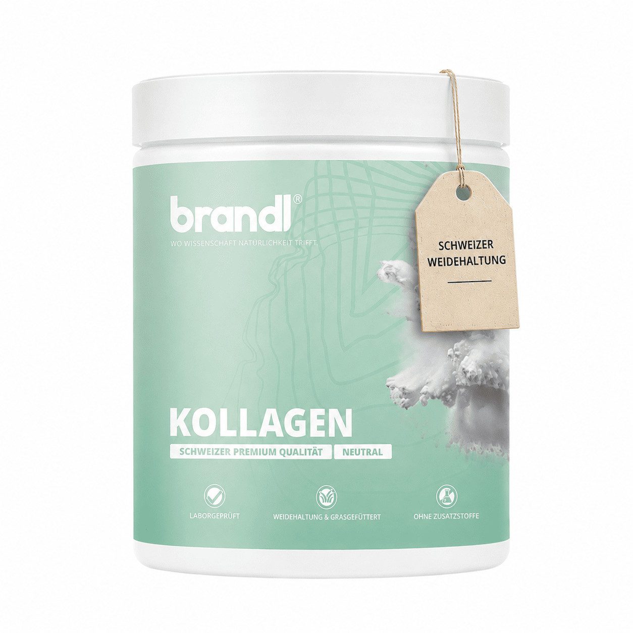 Brandl Nutrition Kollagen Pulver für Gelenke, Knie und Haut, aus Schweizer Weidehaltung Pulver, 555 g, geschmacks- und geruchsneutral & unabhänging laborgeprüft