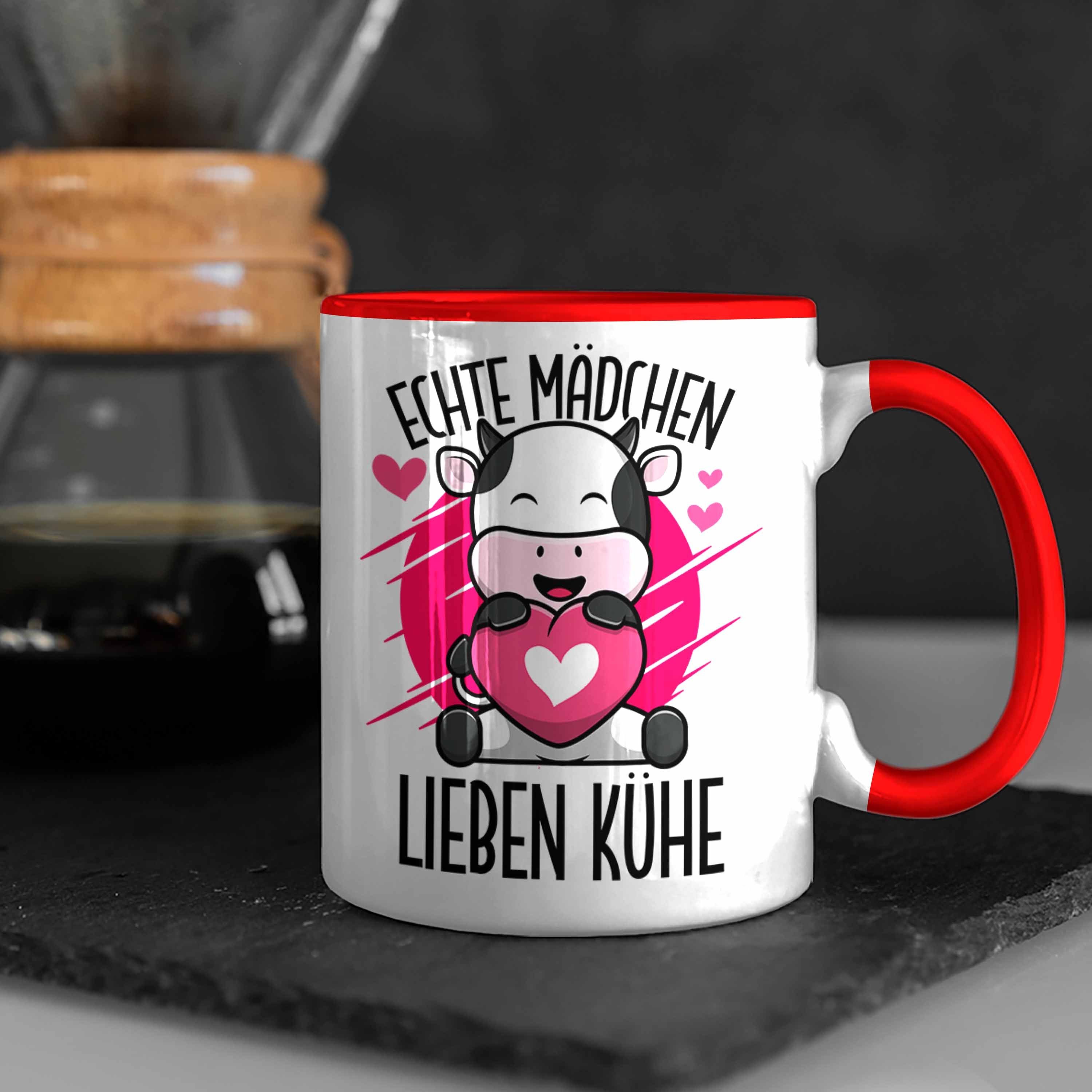 Kuh Tasse Mädchen Liebhaber Kühe für Lustige Tasse Geschenkidee Rot Trendation