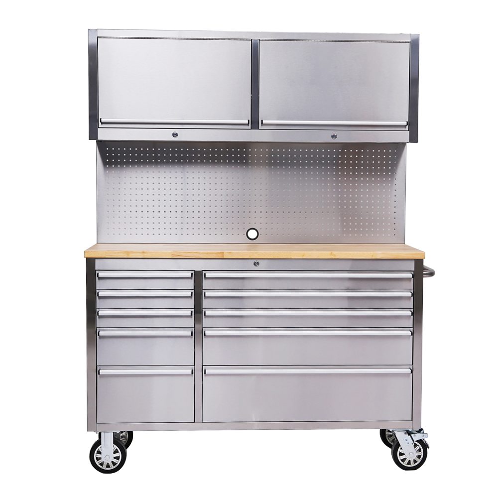 ONDIS24 Werkstattwagen Werkstattwagen mit Lochwand Oberschränken und 10 Schubladen