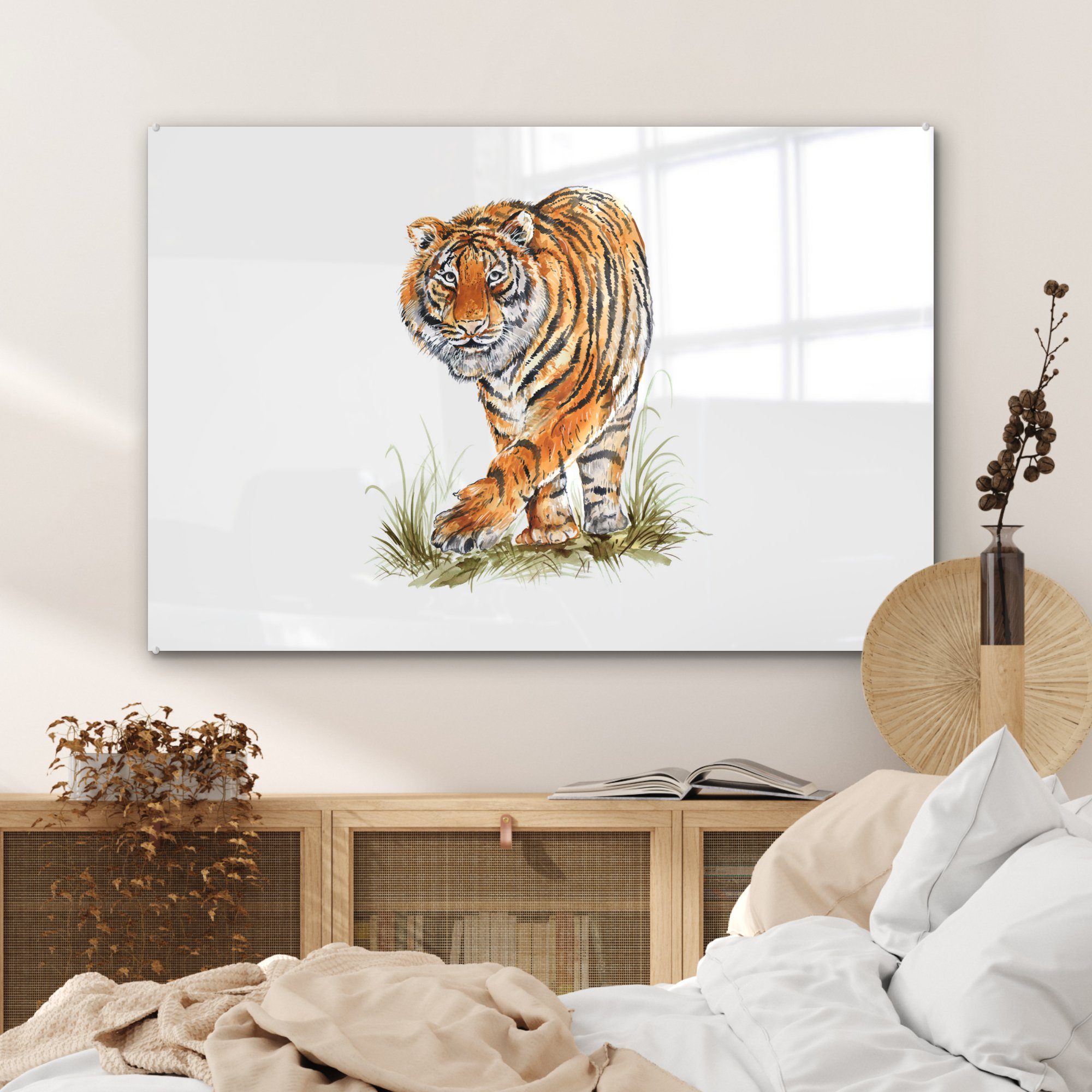 MuchoWow Acrylglasbild - & Tiger Acrylglasbilder Beine - (1 Wohnzimmer Weiß, St), Schlafzimmer