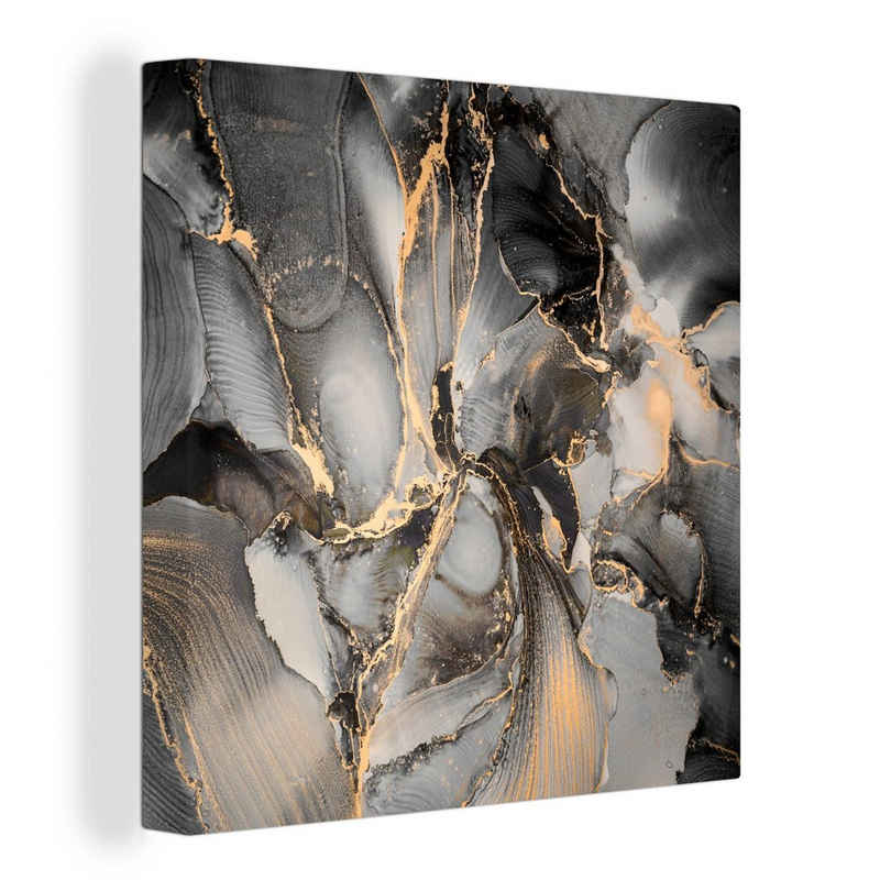OneMillionCanvasses® Leinwandbild Grau - Luxus - Gold - Marmor, (1 St), Leinwand Bilder für Wohnzimmer Schlafzimmer