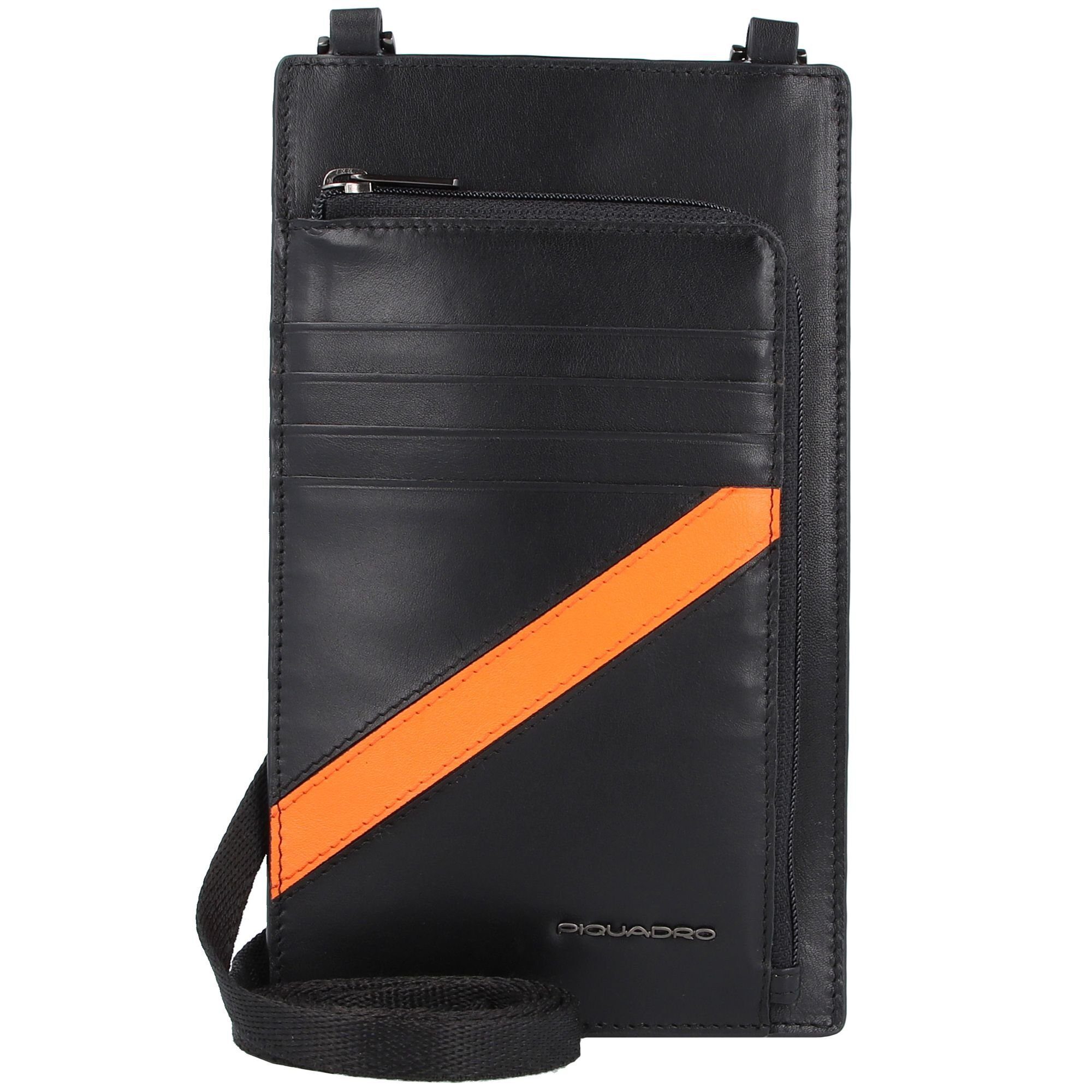 Piquadro PQ-Line, Leder black-orange Smartphone-Hülle