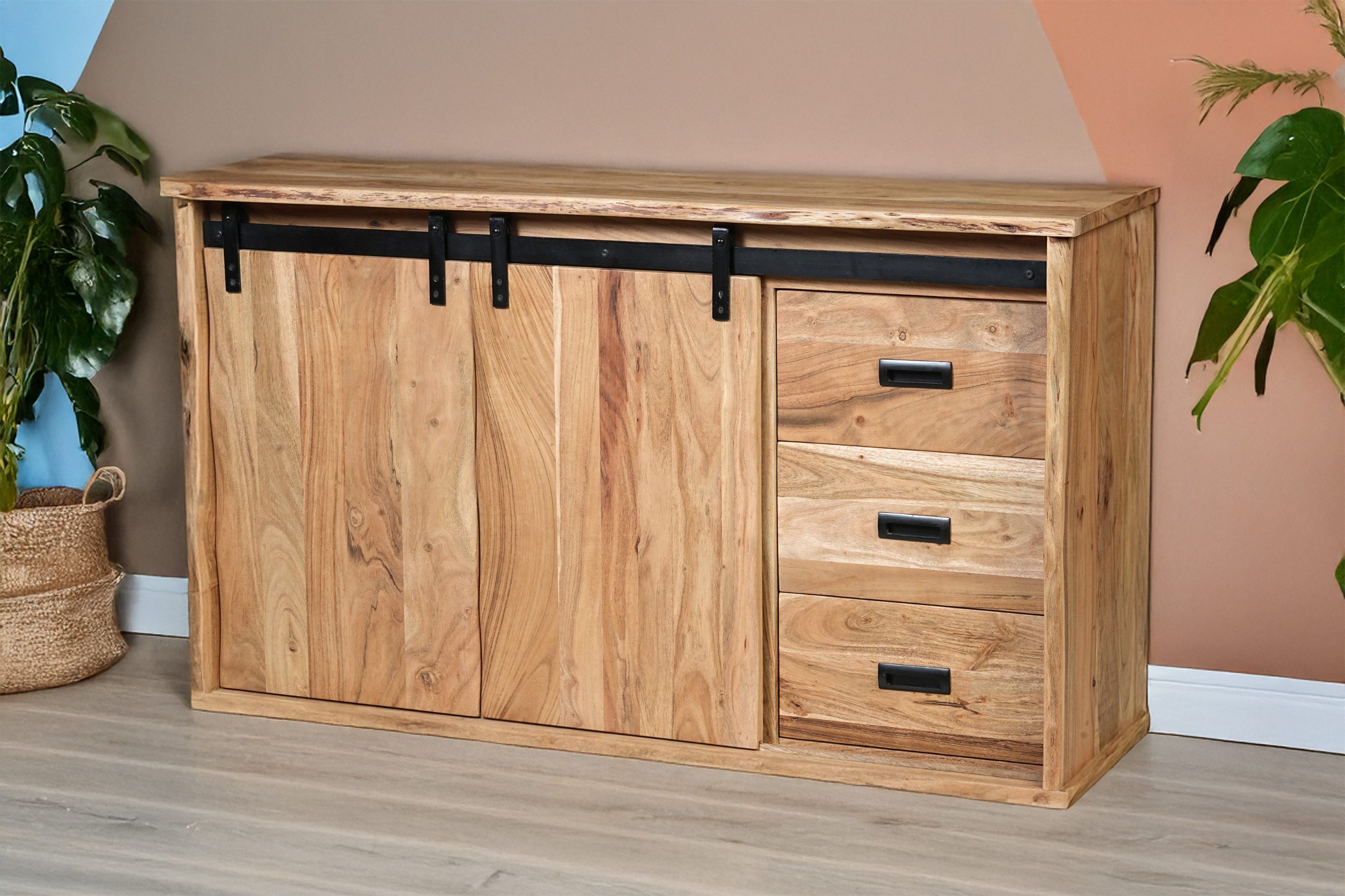 SAM® Sideboard Fritz, Akazienholz, mit Baumkante günstig online kaufen