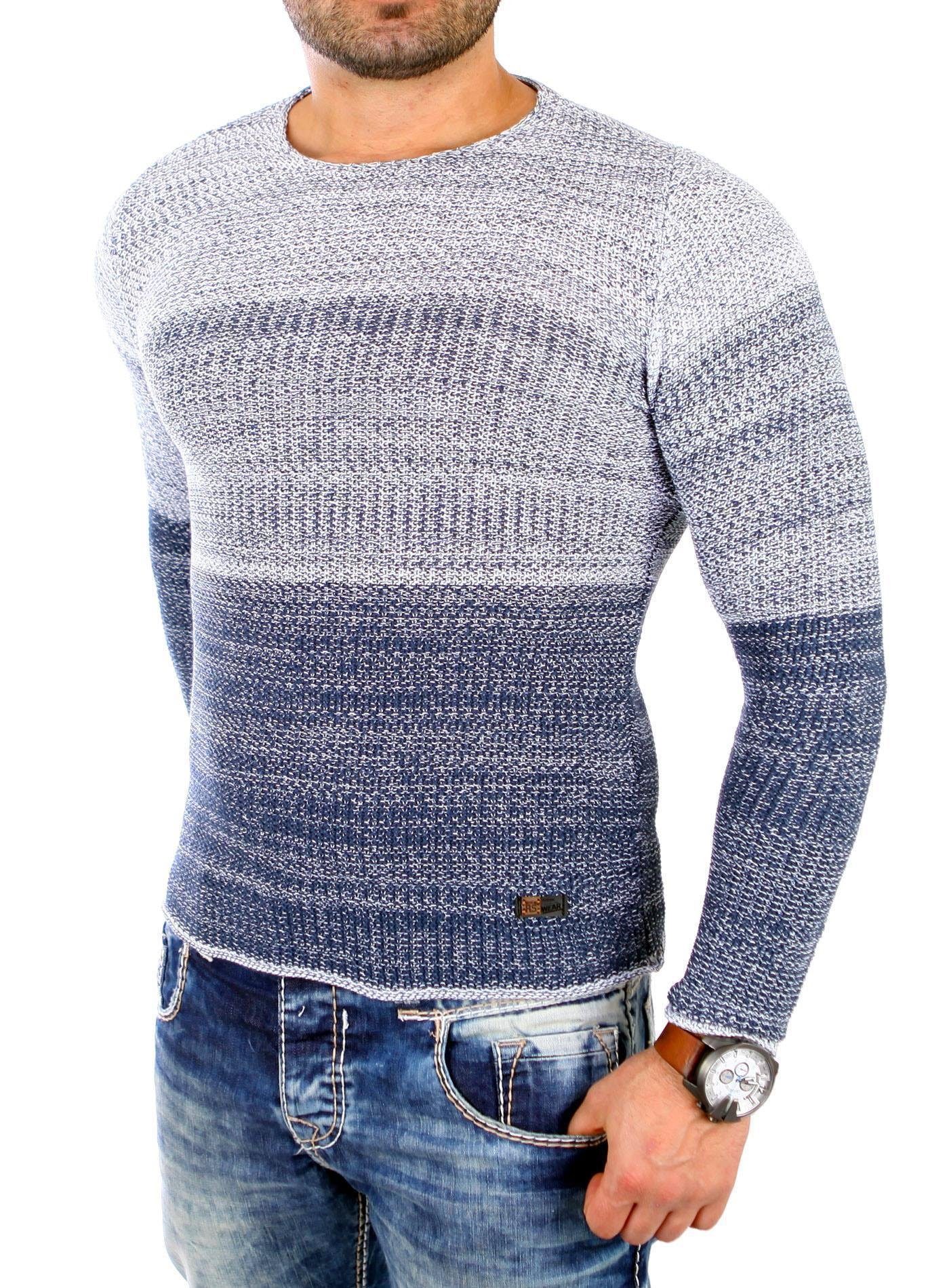 Strickpullover Reslad Strickpullover Herren Colorblock Crewneck Pullover RS-3106