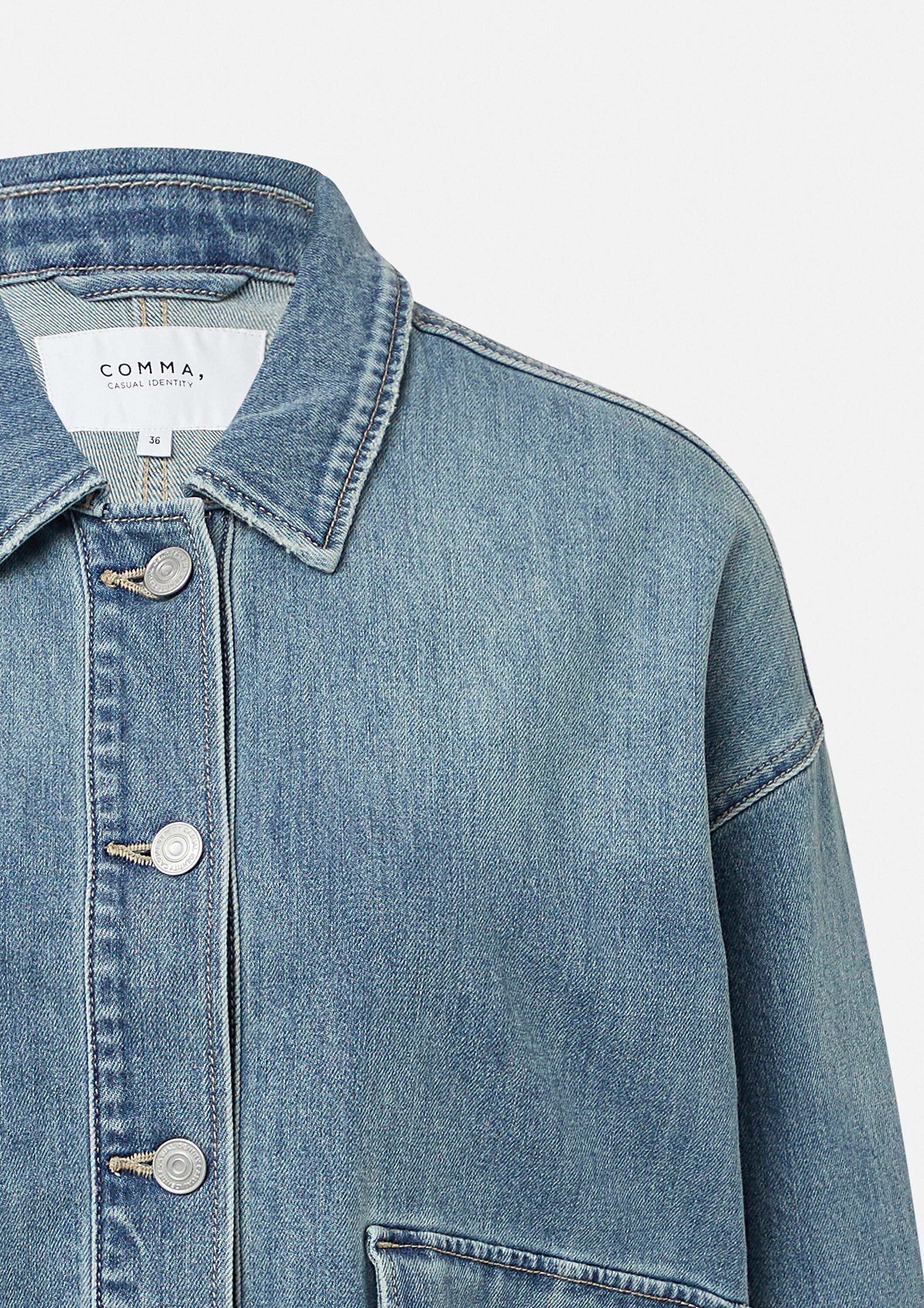 comma Funktionsjacke Indoor-Jacke Lässige Denimjacke mit Pattentaschen
