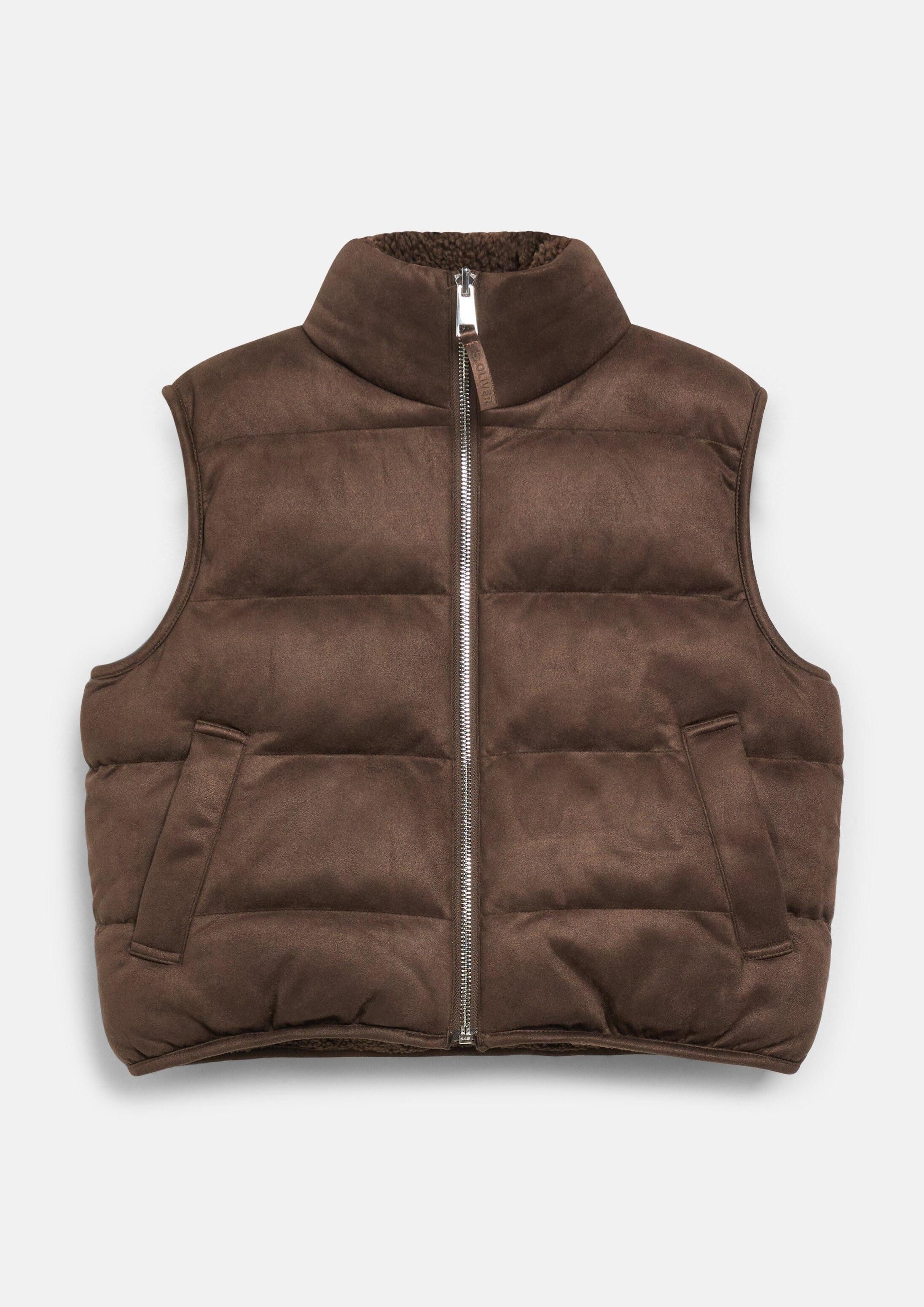 s.Oliver Outdoorjacke Indoor-Weste Boxy Wendeweste in Velours- und Teddy-Mix