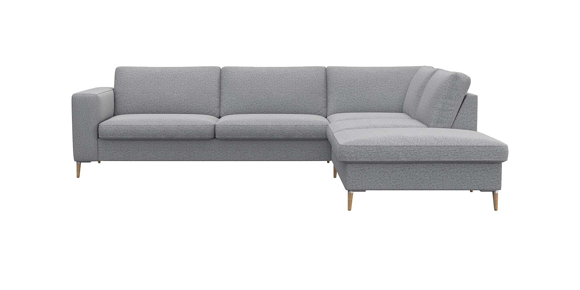 FLEXLUX Ecksofa Fiore, Sitzaufbau mit hochwertigem Kaltschaum für mehr Sitzkomfort, breite Armlehnen, L-Form, Füße Alu/Eiche