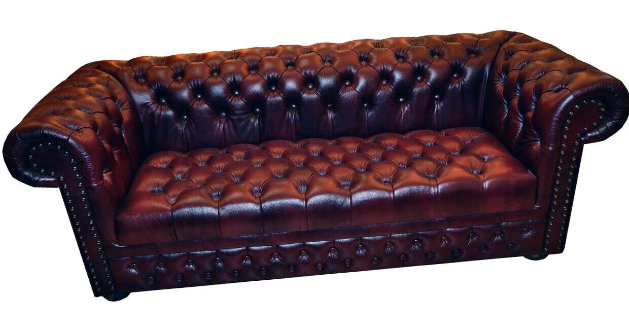 JVmoebel 3-Sitzer Chesterfield Sofa 3 Sitz Leder Couch Sofas Braun 100% Leder Sofort