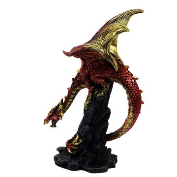 MystiCalls Fantasy-Figur Kleiner roter Drache auf Fels Drachenfigur Figur Fantasy Fantasyfigur (1 St), Perfekt zu jedem Anlass - Geburtstag, Weihnachten