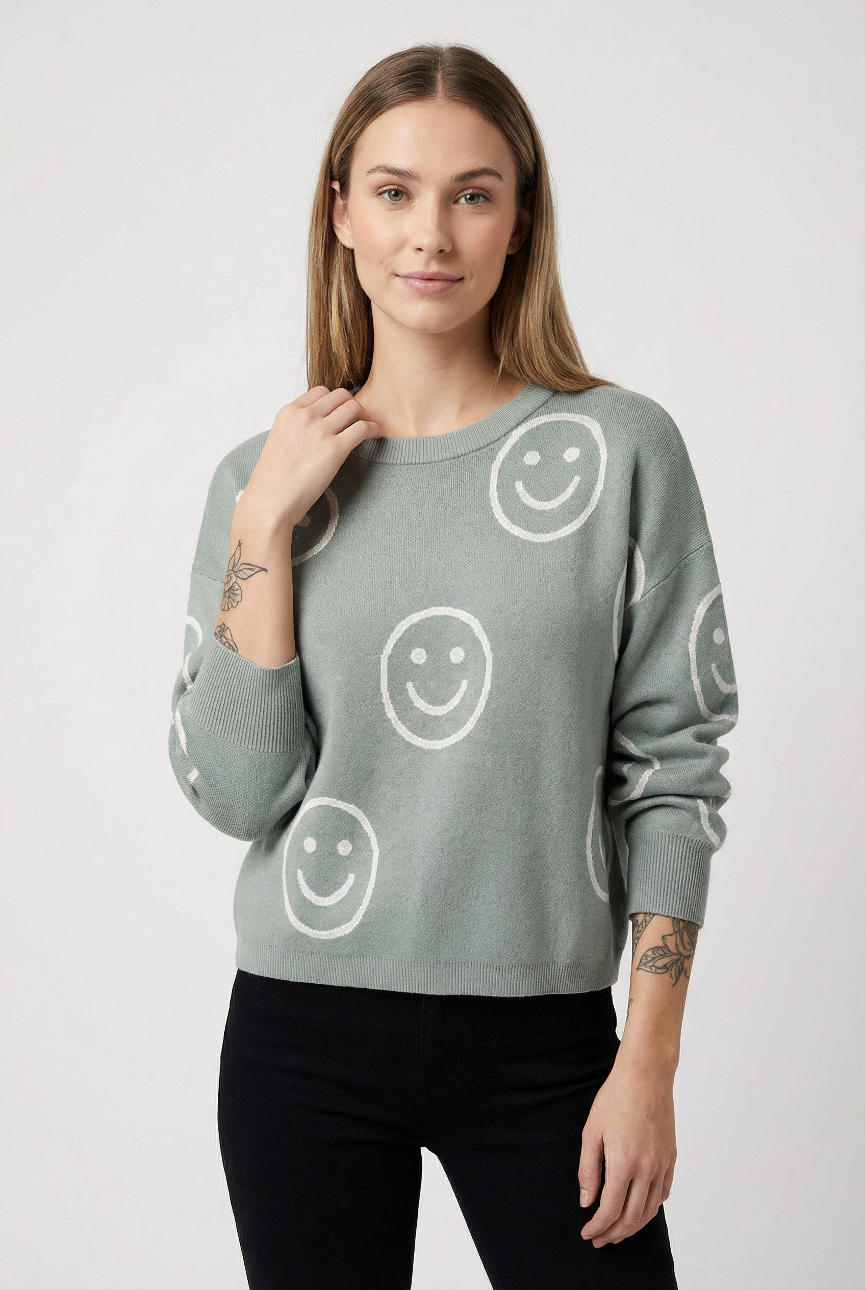 ONLY Strickpullover ONLMONTANA LS JQ O-NECK CC KNT mit Rippbündchen