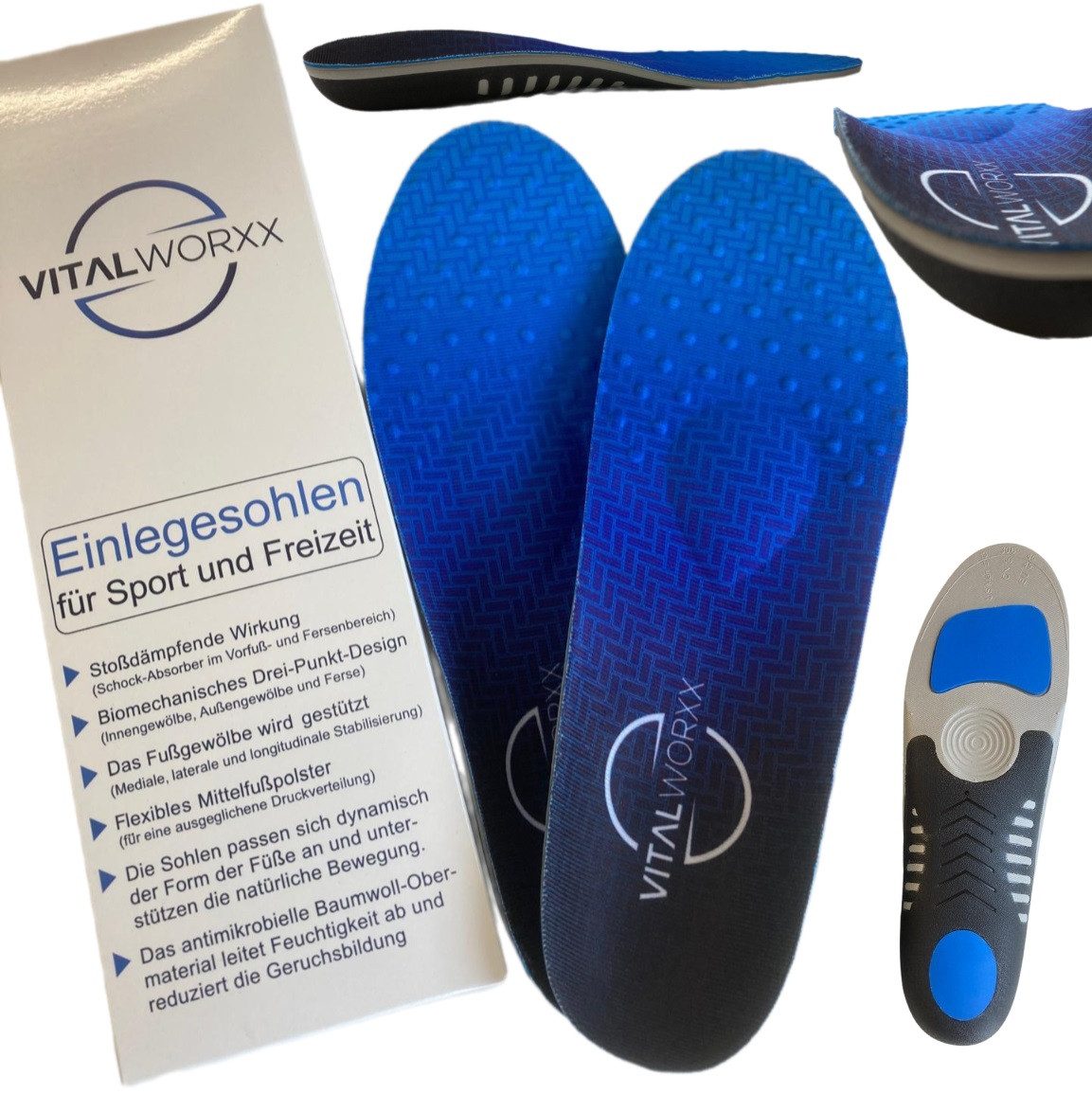 VITALWORXX orthopädische Schuheinlagen VITALWORXX MASSAGE EINLAGEN für Sport und Freizeit (1 Paar)