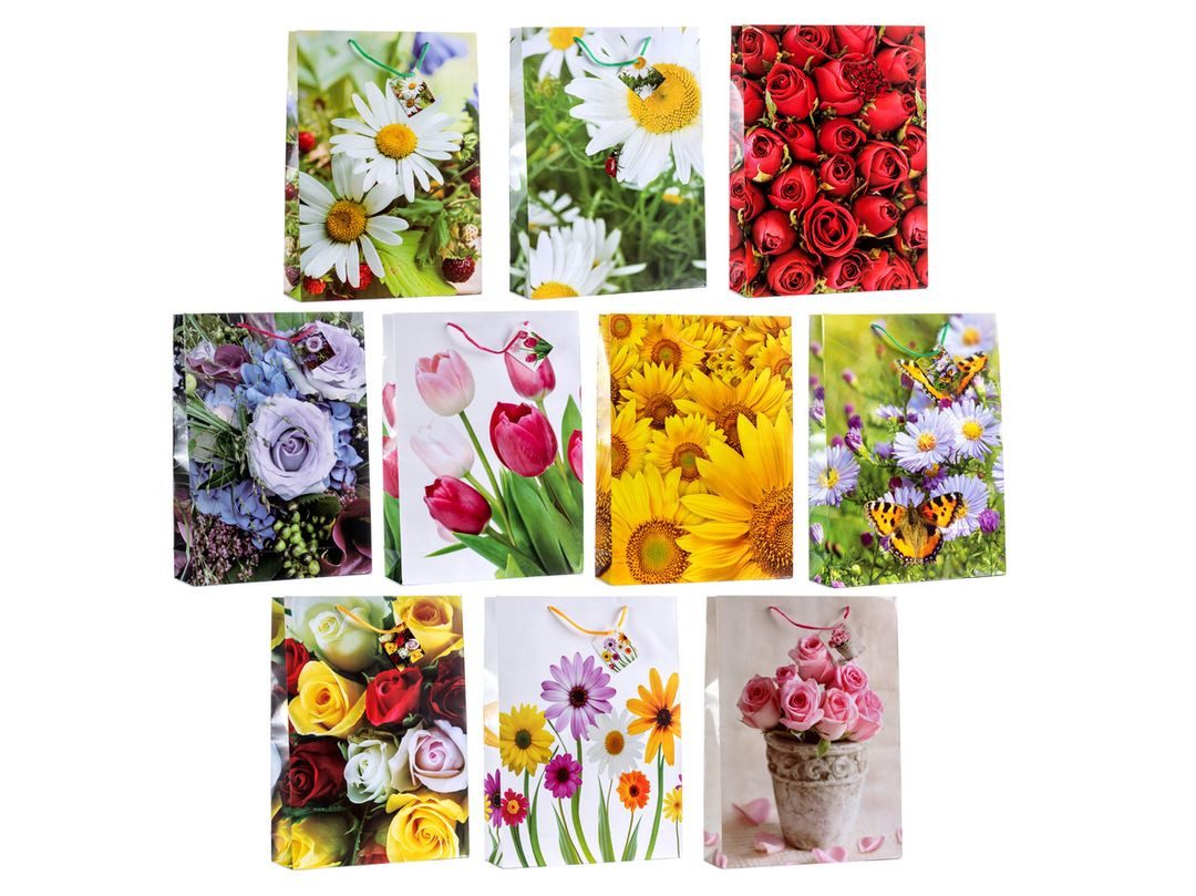 laro Geschenkbox Premium Grosse Geschenktüten Tragetaschen 10-100 Stk Jumbo Blumen (40 St)