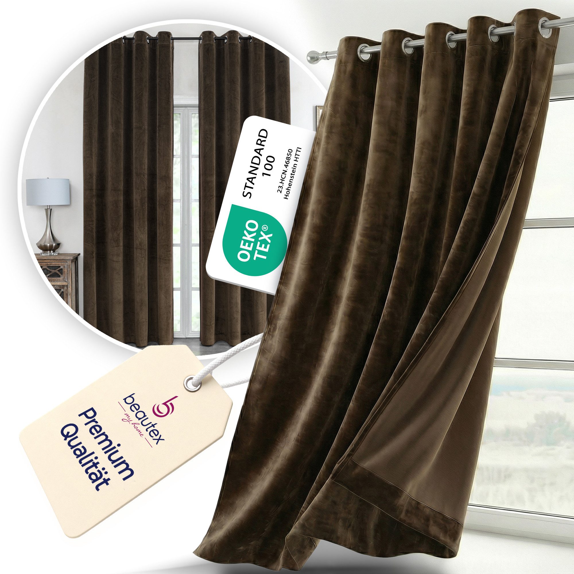 Beautex Verdunkelungsvorhang Samt Vorhang Ösen Gardine Velvet blickdicht abdunkelnd (1 St), Ösen, abdunkelnd, Velvet-Samt, blickdicht, Ösenaufhängung, pflegelei – Bild 2 von 5