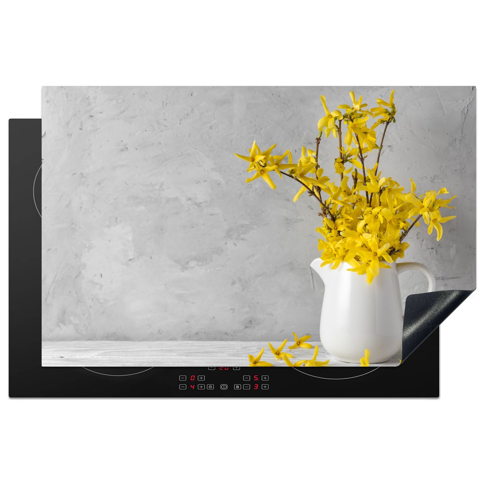 81x52 Gelb küche, für cm, Vinyl, Ceranfeldabdeckung Herdblende-/Abdeckplatte tlg), Schutz (1 die Induktionskochfeld - MuchoWow Stilleben, Blumen -