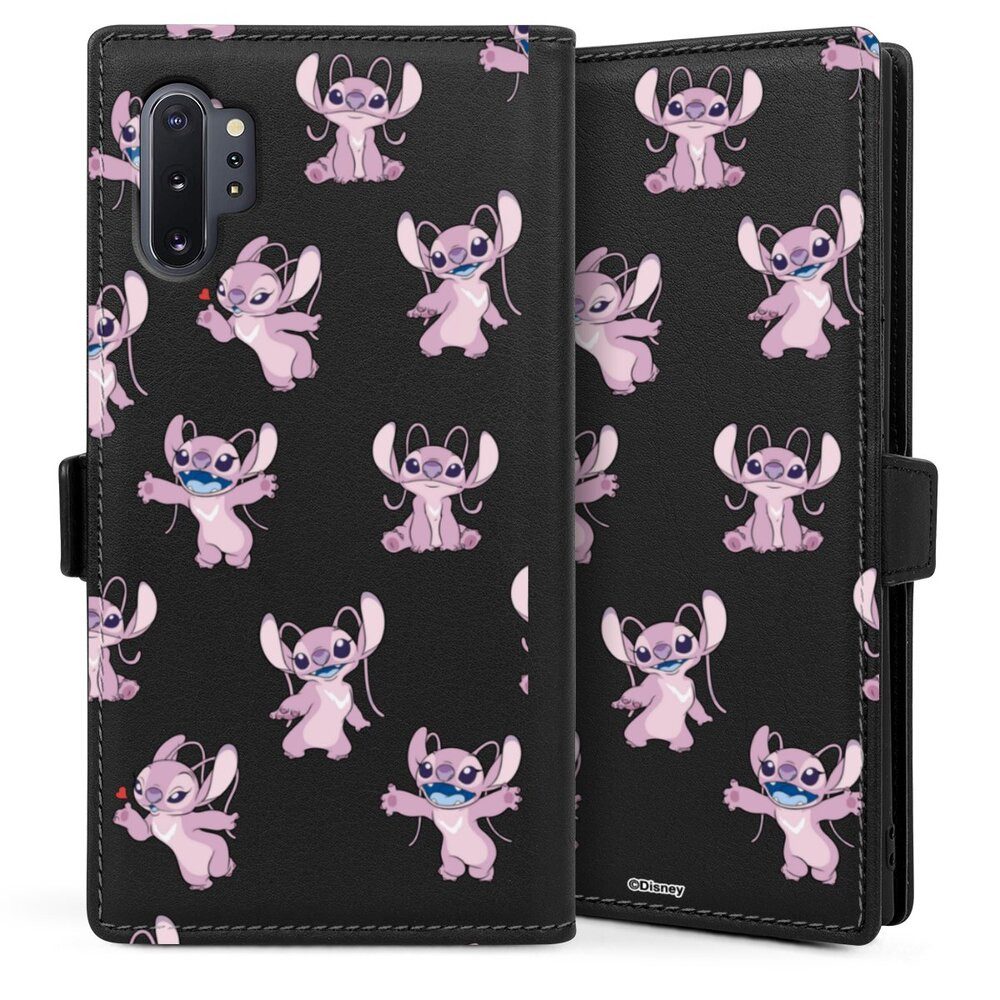 DeinDesign Handyhülle Lilo & Stitch Engel Disney Angel Faces Pattern Transparent, Samsung Galaxy Note 10 Plus Hülle Handy Flip Case Wallet Cover