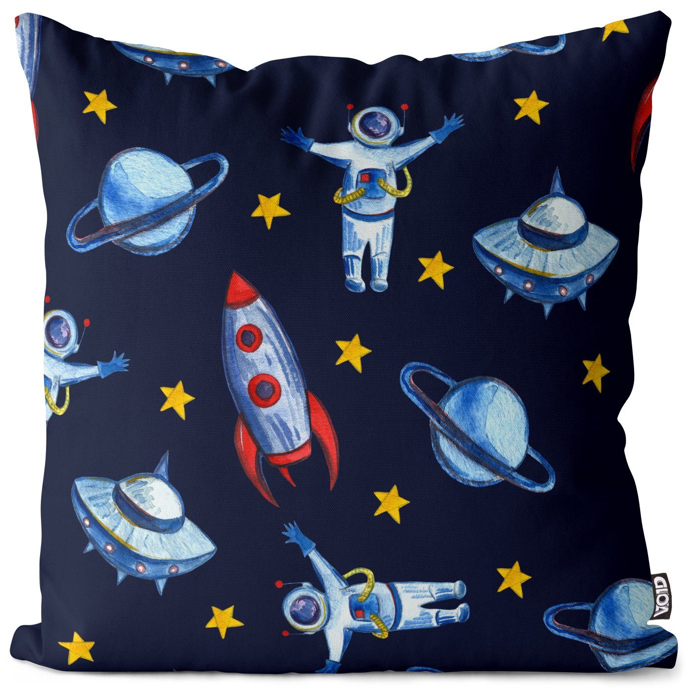 Kissenbezug, VOID (1 Stück), Sofa-Kissen Kinder Kinderzimmer Planeten Weltall Außerirdische UFO Rakete Astronaut Sterne Kometen Spielzeug | Kissenbezüge