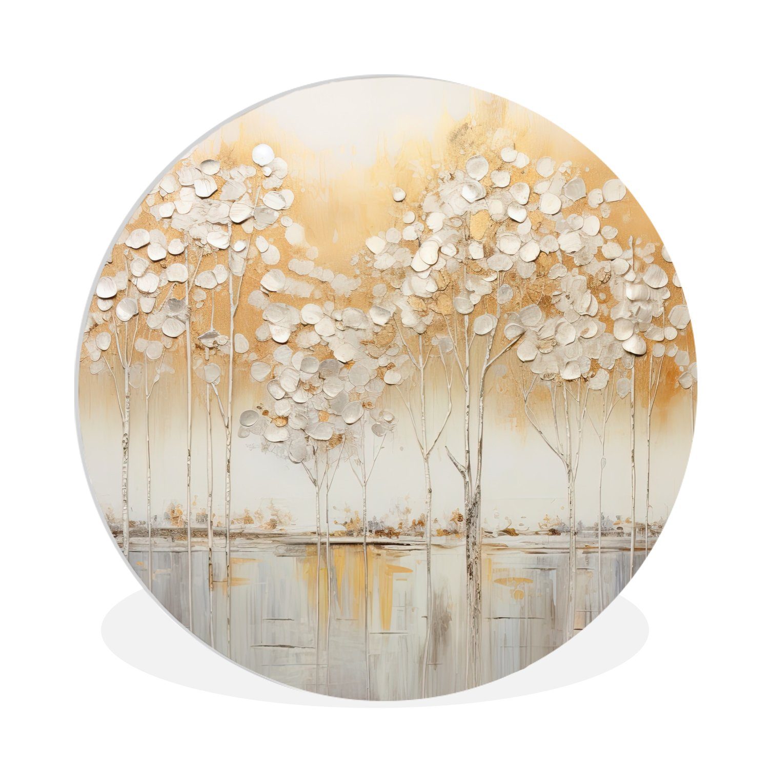 MuchoWow Gemälde Bäume - Kunst - Acryl - Natur, Fotodruck (1 St), Kreis Wanddekoration, Rundes Wandbild, 30x30 cm