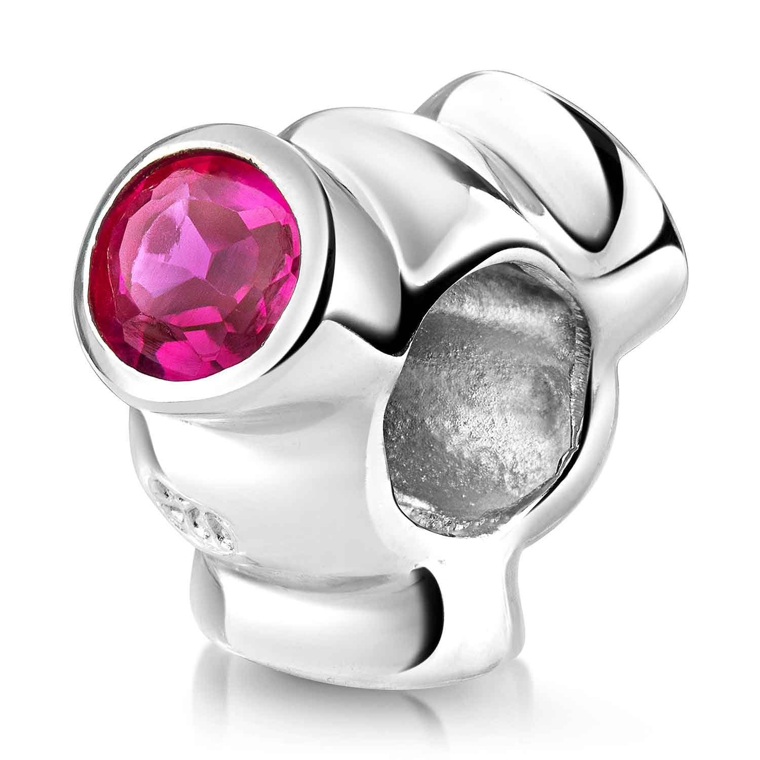Materia Bead Zirkonia Charms Element Magenta Pink 873, 925 Sterling Silber | Beads