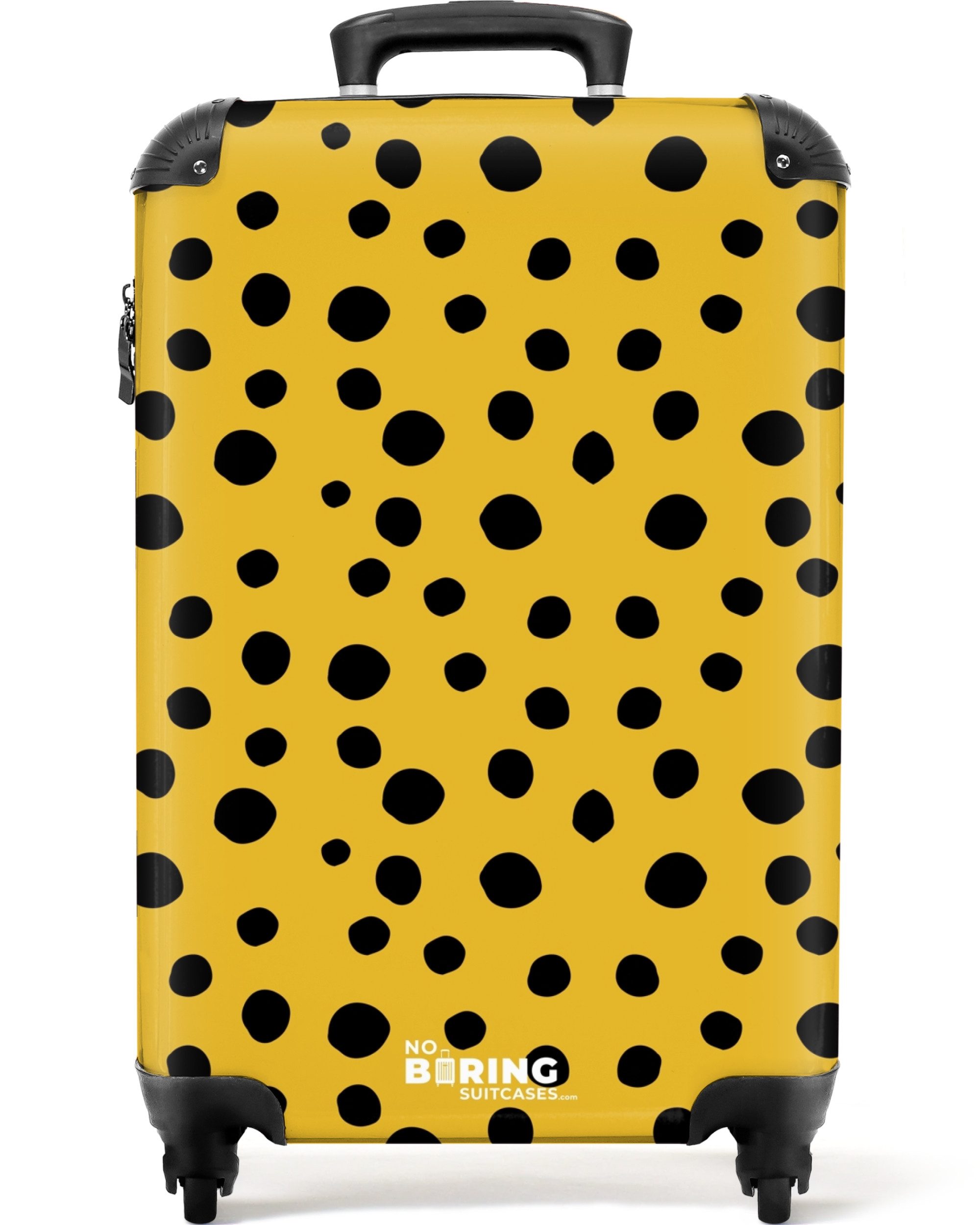 NoBoringSuitcases.com© Hartschalen-Trolley Schwarze Punkte auf gelbem günstig online kaufen