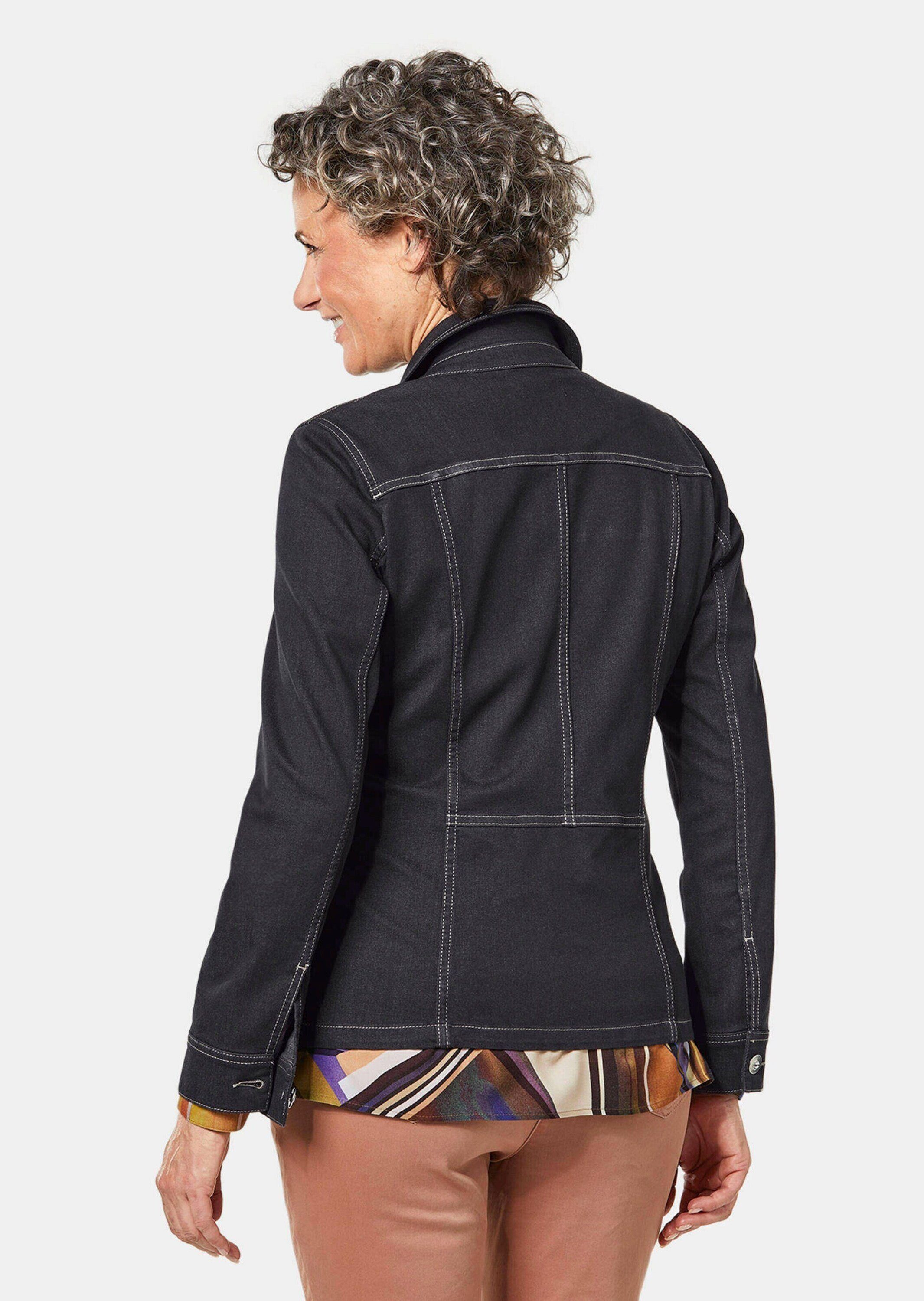 GOLDNER Outdoorjacke Kurzgröße: Zeitlose Jeansjacke aus Baumwolle Unifarbenes Design mit klassischem Hemdkragen und modernem Bund
