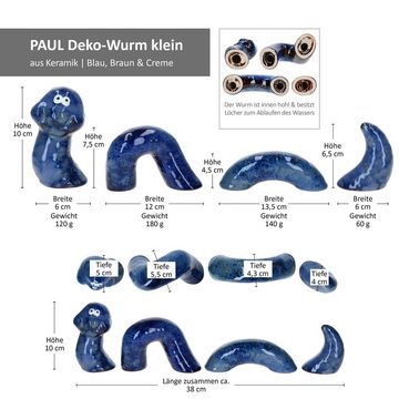 MamboCat Dekofigur Paul Deko-Wurm M blau Länge 38cm Garten-Figur Outdoor Beet