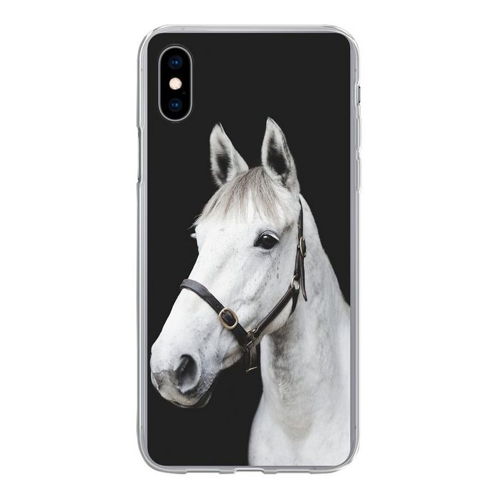 MuchoWow Handyhülle Pferd - Halfter - Weiß Handyhülle Apple iPhone Xs Max Smartphone-Bumper Print Handy