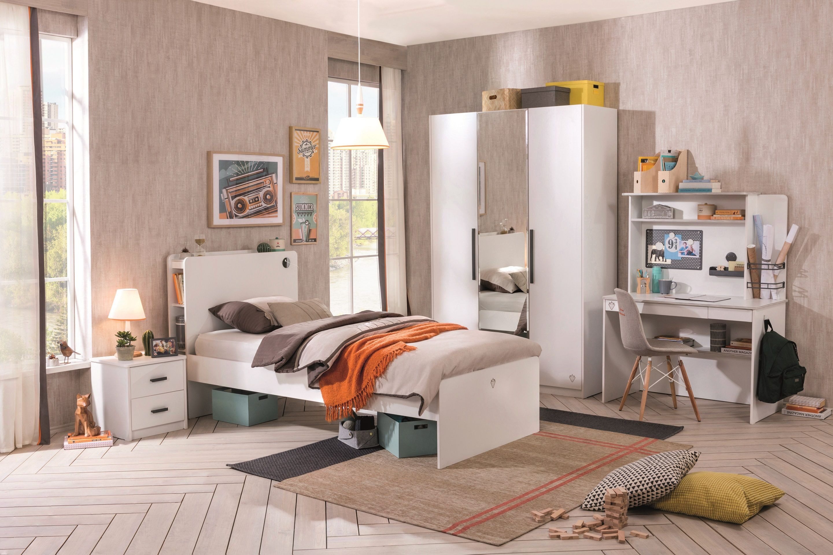 Möbel-Zeit Kinderbett Cilek WHITE Bett, 100x200 cm inklusive USB-Dose am Kopfteil