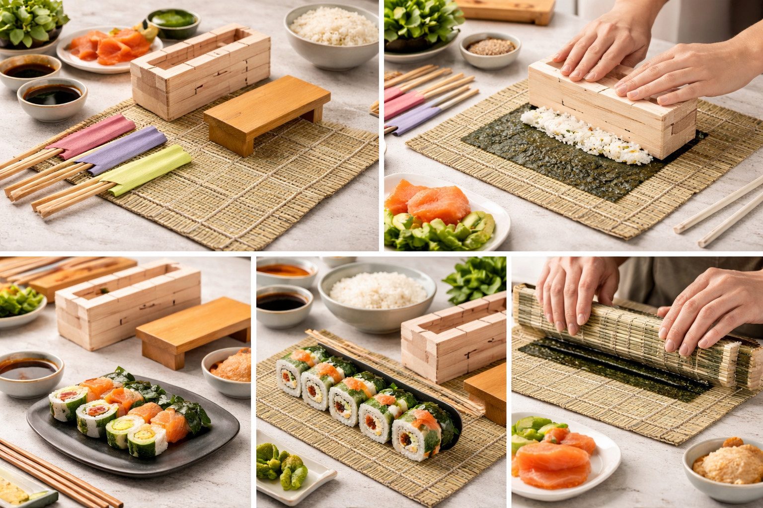 Rungassi Sushi-Roller 7 teiliges Sushi Set Komplettes DIY Sushi Maker Kit für Zuhause