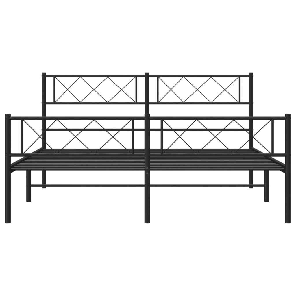 vidaXL Bett Bettgestell mit Kopf- und Fußteil Metall Schwarz 140x190 cm