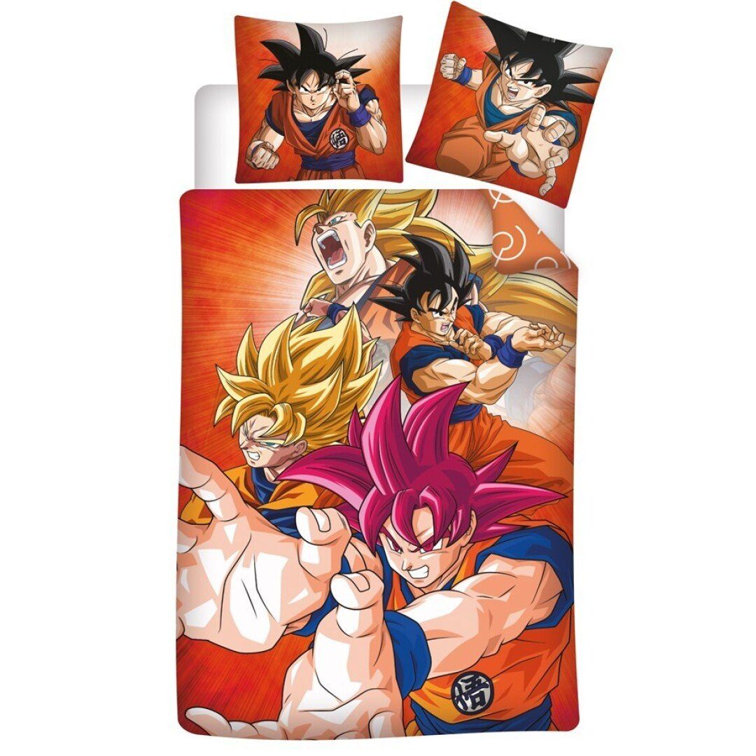 Dragon Ball Bettwäsche Dragonball Goku Kinder Bettwäsche Mikrofaser 2tlg Set, 2 teilig, Deckenbezug 135-140x200 cm; Kissenbezug 63x63 cm