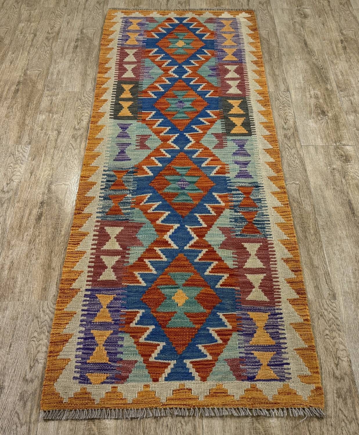 Rug Studios Teppich KELIM ORIGINAL HANDGEARBEITET, Rechteckig, Höhe: 5 mm, Handgefertigt, 70 x 194 cm, Multi