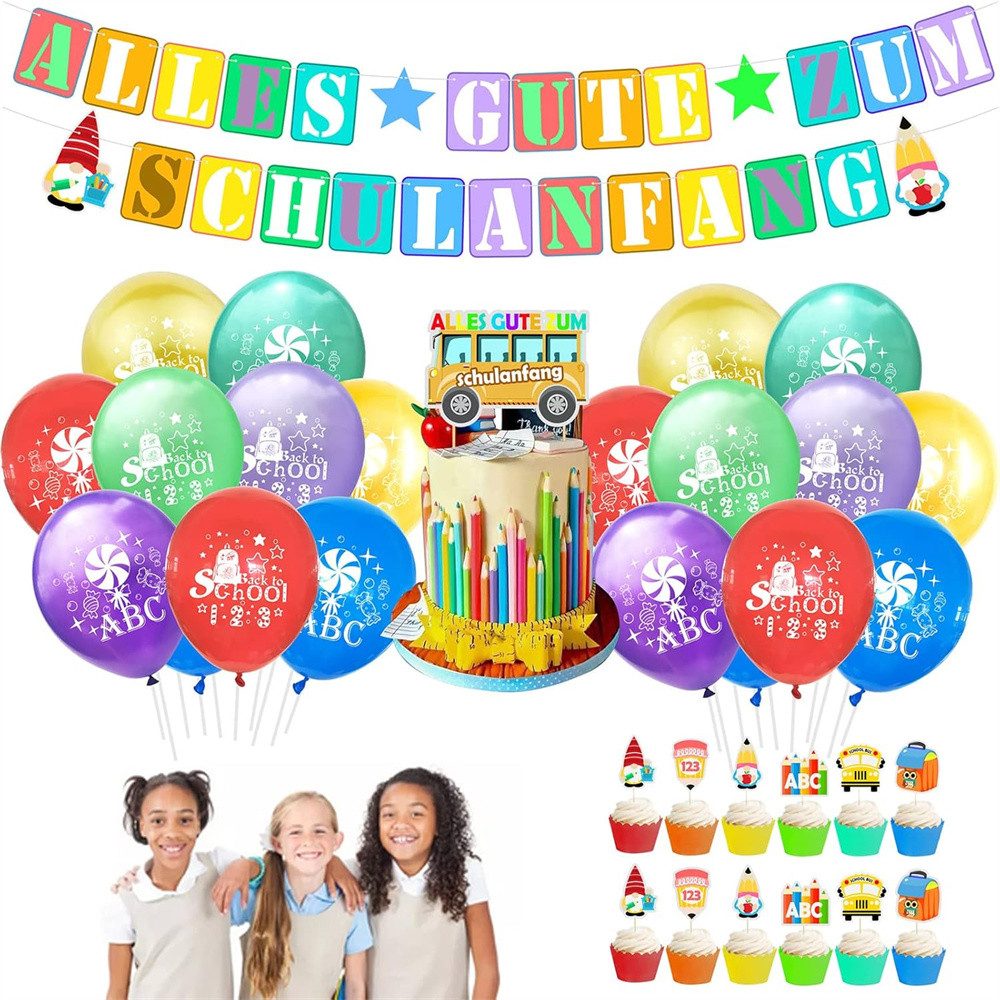 XDeer Luftballon Erste Tag der Schule Party Dekorationen - Willkommen Banner, Ballon-Set, Cupcake Dekor Foto Tür Plaque