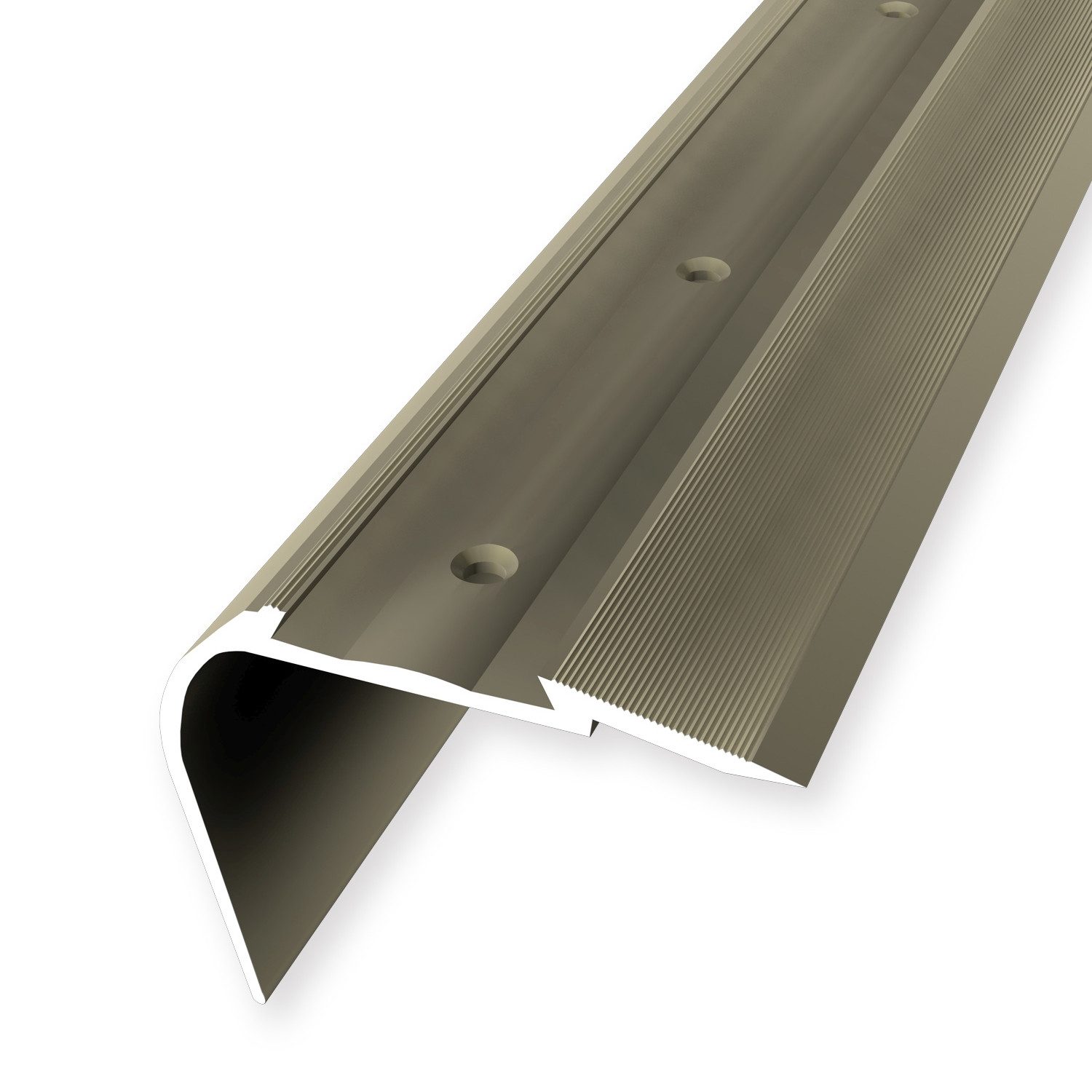 Küberit Treppenkantenprofil 49.7 x 64 x 2500 mm Winkelprofil Sand Gebohrt Aluminium