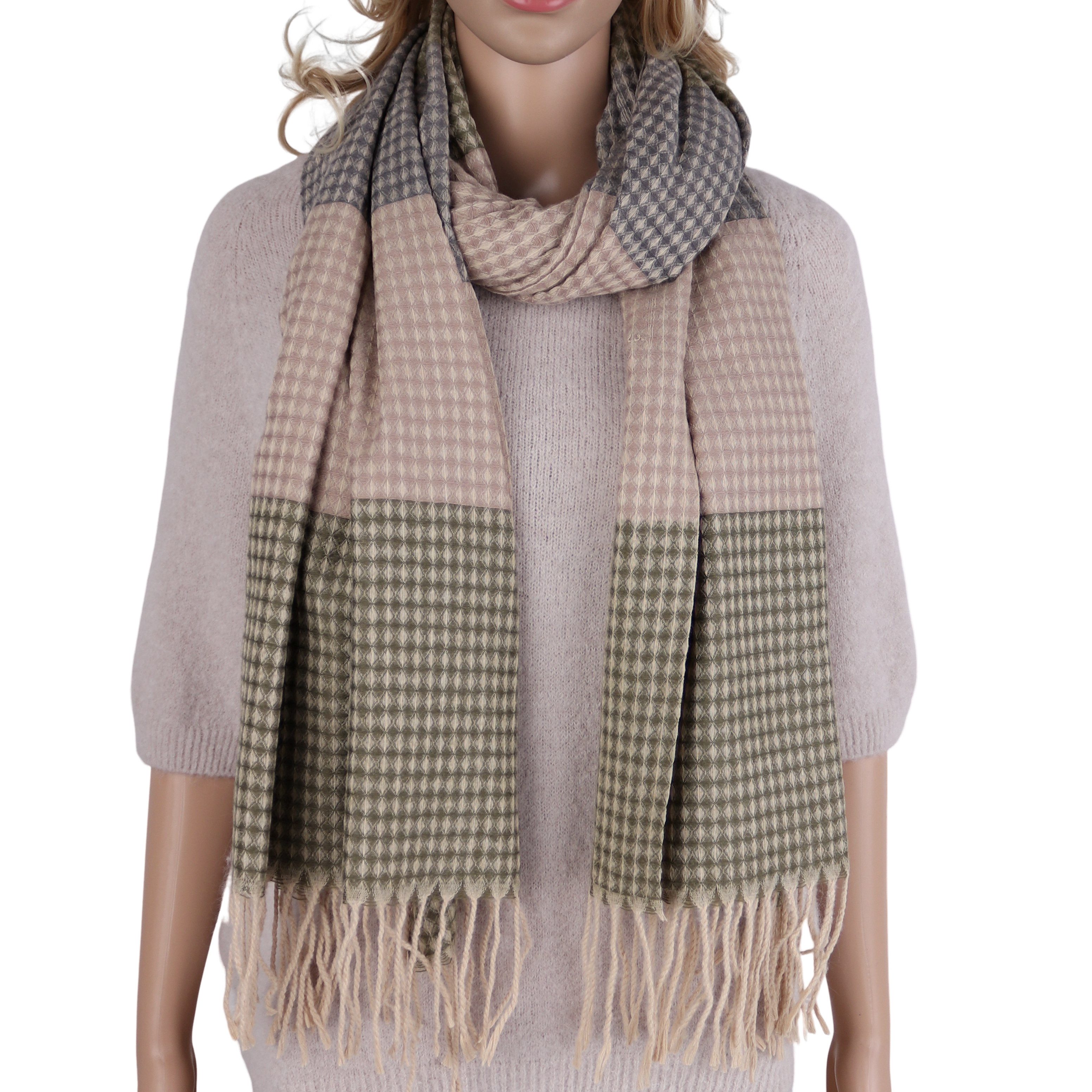 Modeschal weicher und warmer Schal mit Fransen, ca.70x180cm