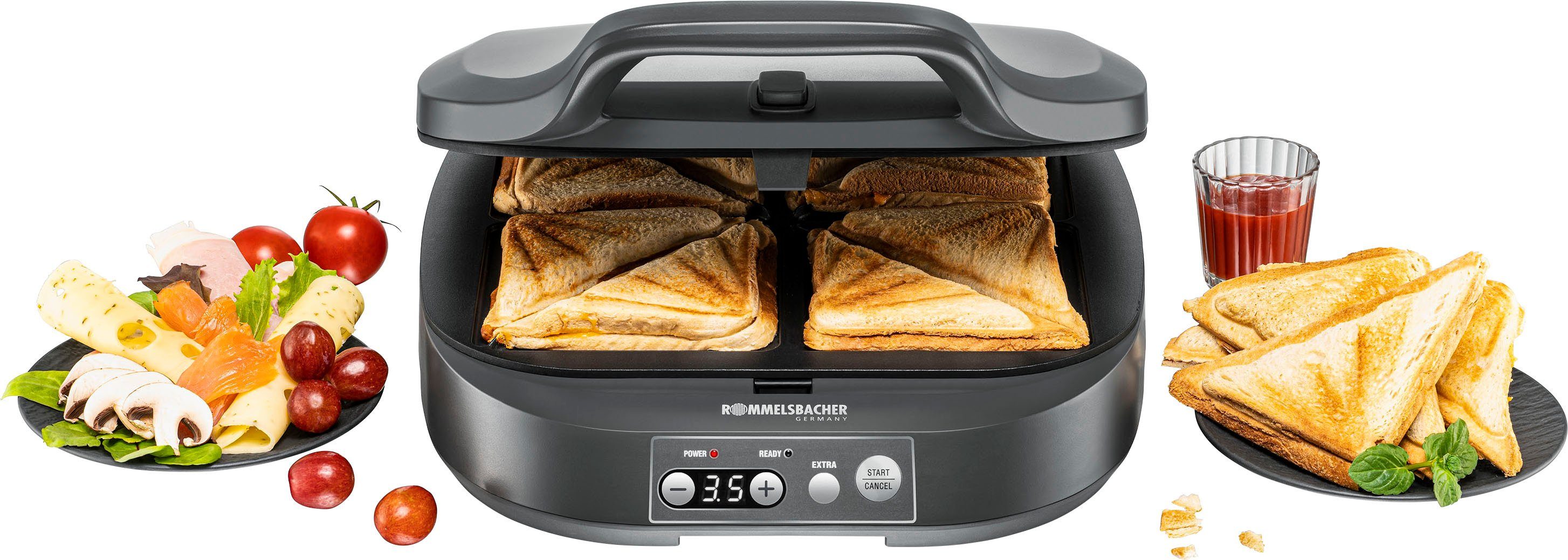 Rommelsbacher Sandwichmaker ST 1800 für American Toasts im XL Format, 1800 W