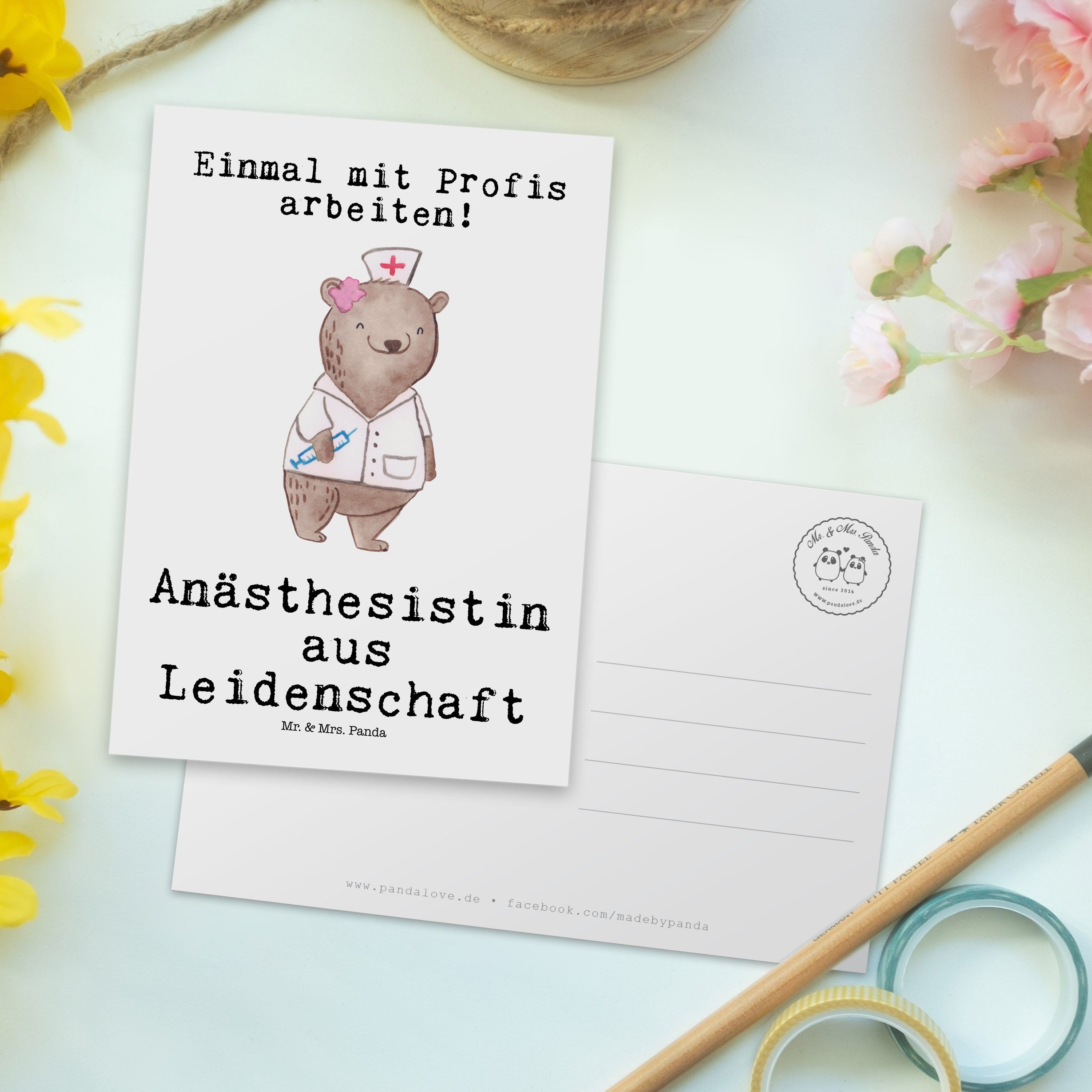 - - Mrs. Panda aus Weiß & Anästhesistin Kollegin Leidenschaft Postkarte Geschenk, Studium, Mr.