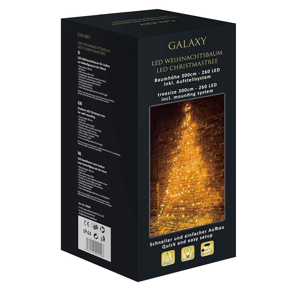 Star-Max LED Baum LED Wandtannenbaum GALAXY 3x1,5m 260 warmweiße LEDs außen FHS 35250