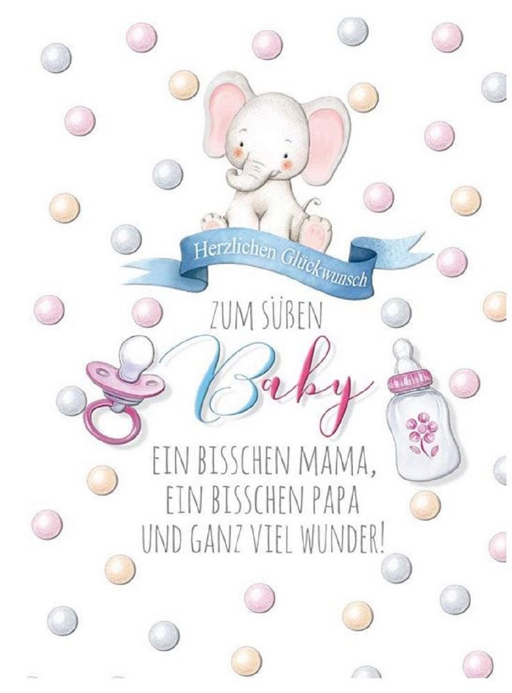 Kurt Geburtskarte KE Glückwunschkarte Geburt, Karte, Engel, DIN B6 mit Umschlag, Grußkarten, Taufe, herzliche Wünsche zum Baby/ Jungen / Mädchen