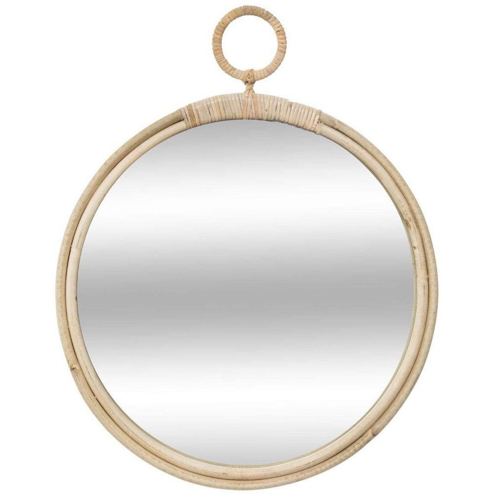 Atmosphera Créateur d'intérieur Wandspiegel Spiegel, Rattan, rund, Durchmesser 38 cm, beige