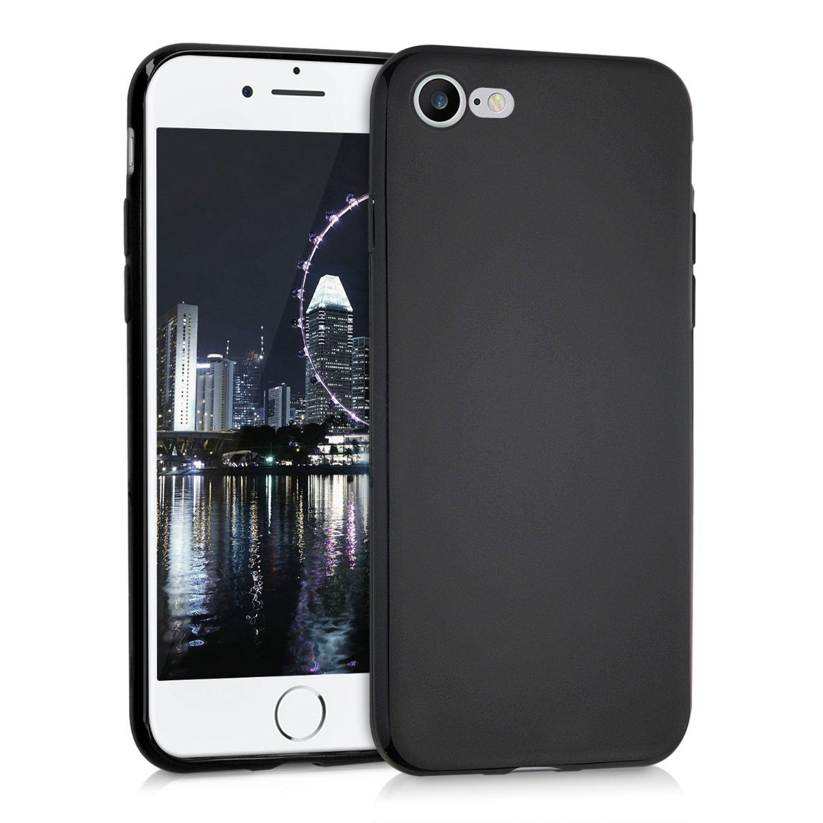 kwmobile Handyhülle Hülle für Apple iPhone SE / 8 / 7, Backcover Silikon - Soft Handyhülle - Handy Case in Schwarz matt