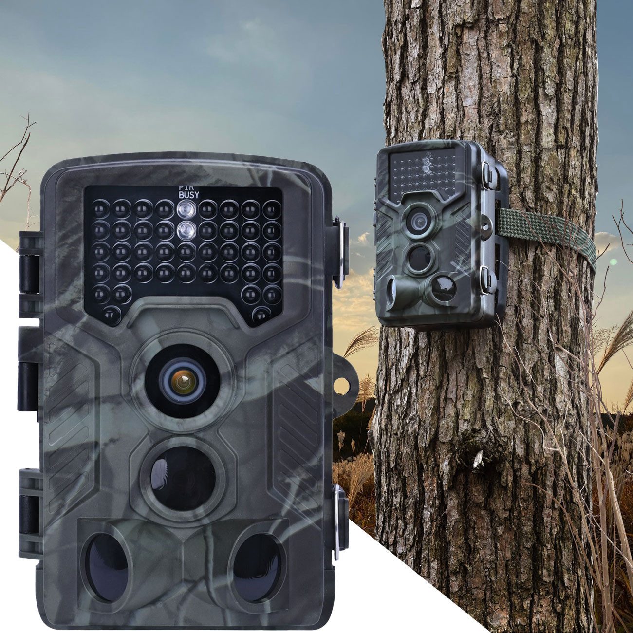 Casativo Wildkamera Full-HD-Wildkamera 24 MP mit 3 Bewegungssensoren, Farbdisplay (1-tlg., Nachtsicht, Serienbild- & Zeitraffer-Funktion)