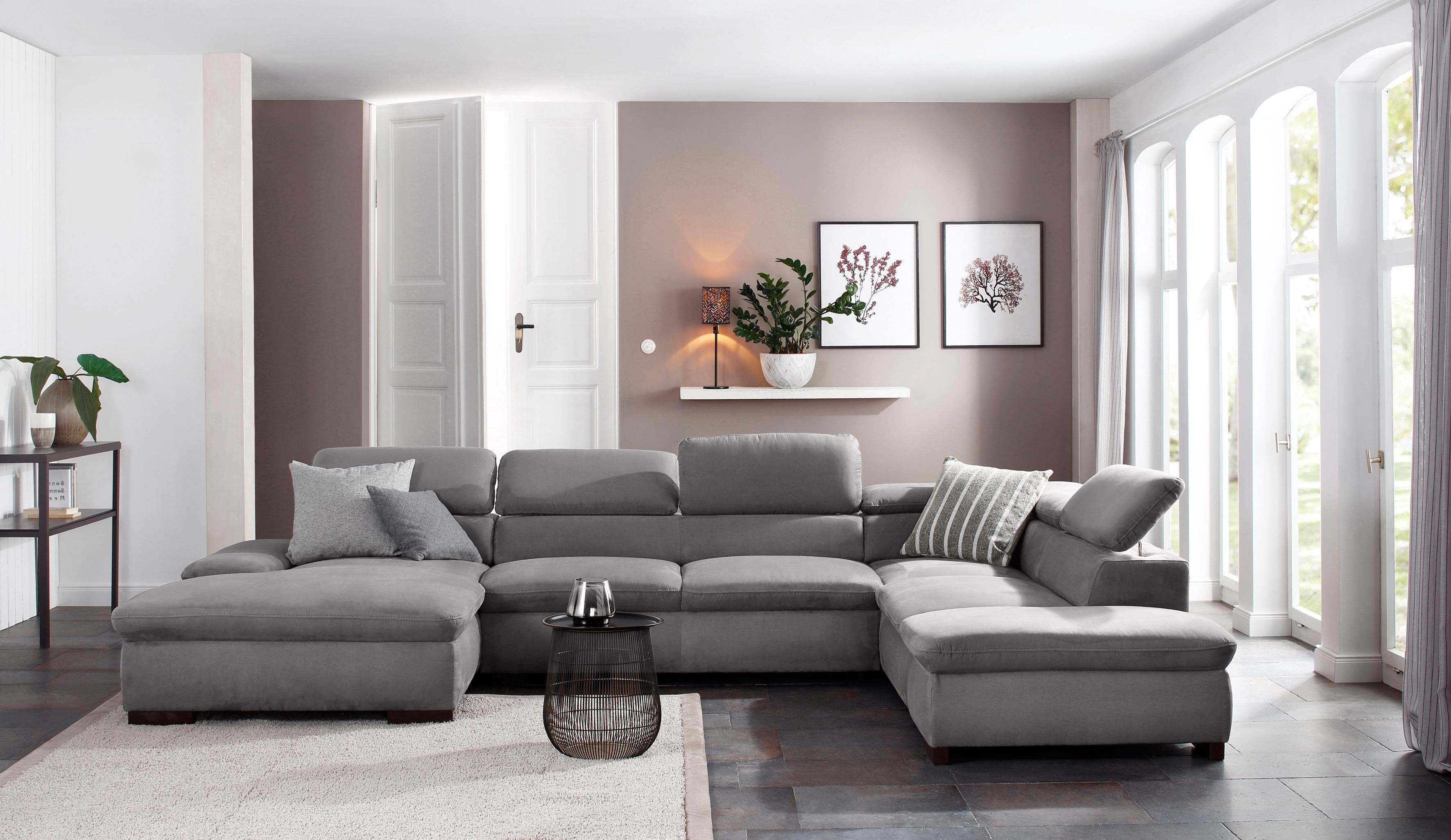 Home affaire Wohnlandschaft Alberto U-Form, mit Kopfteilverstellung, wahlweise mit Bettfunktion