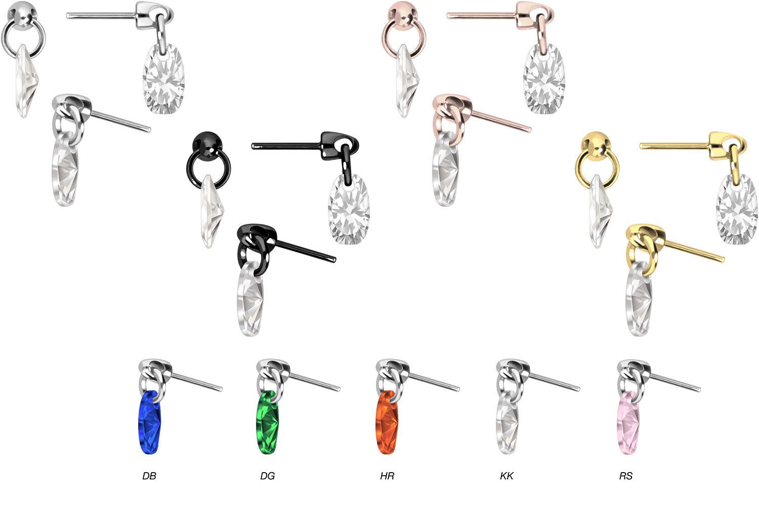 PIERCINGLINE Piercing-Set Titan Aufsatz mit Push Pin KRISTALLOVAL (Push Pin günstig online kaufen
