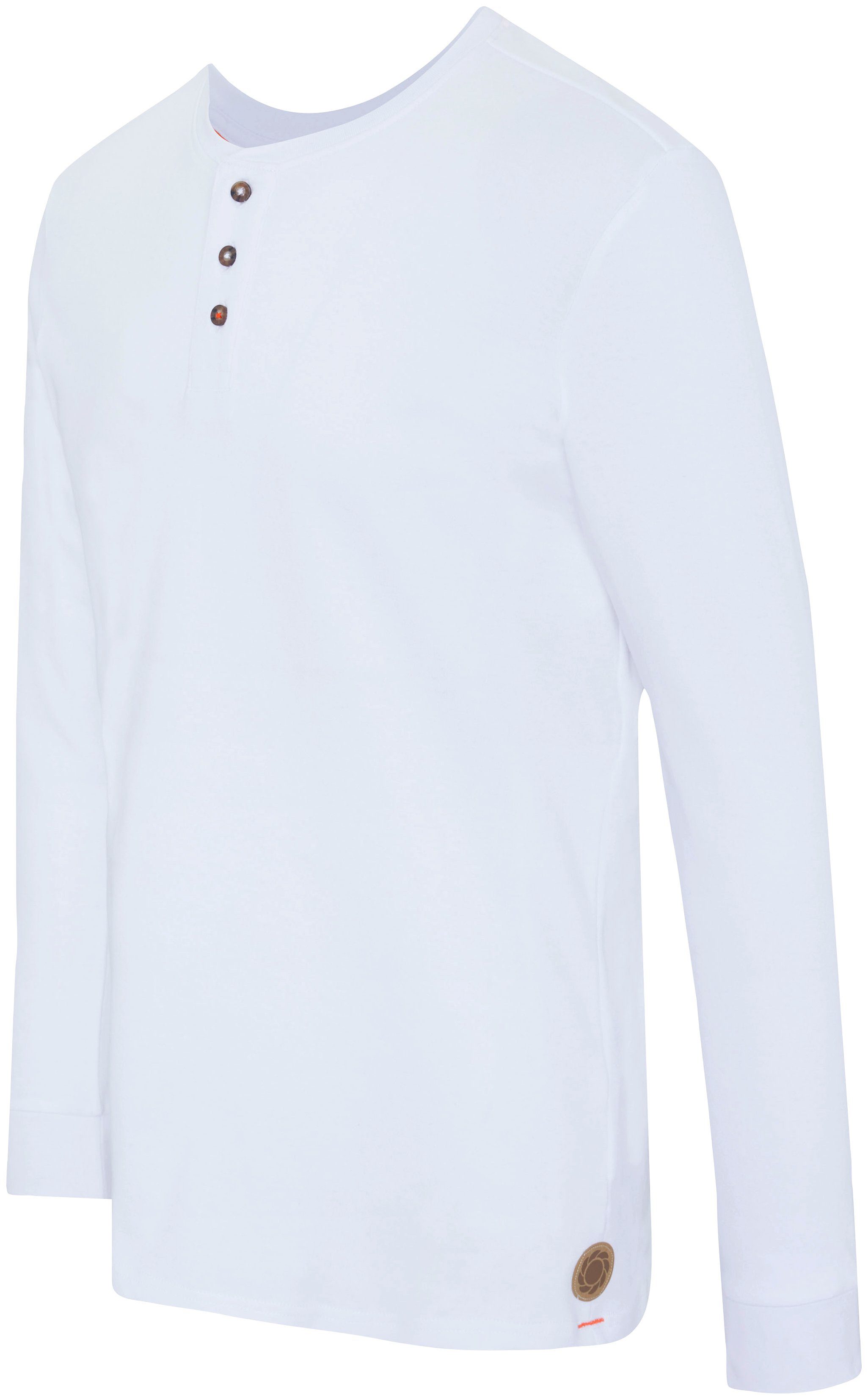 Bright White GARDENA Langarmshirt Knopfleiste mit