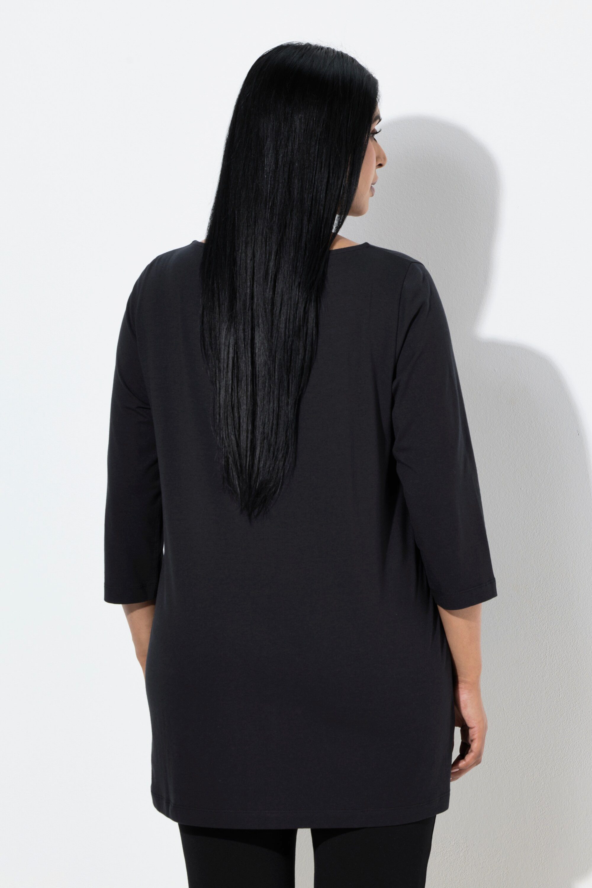 Ulla Popken Sweatshirt Sweatshirt A-Linie U-Boot-Ausschnitt 3/4-Arm