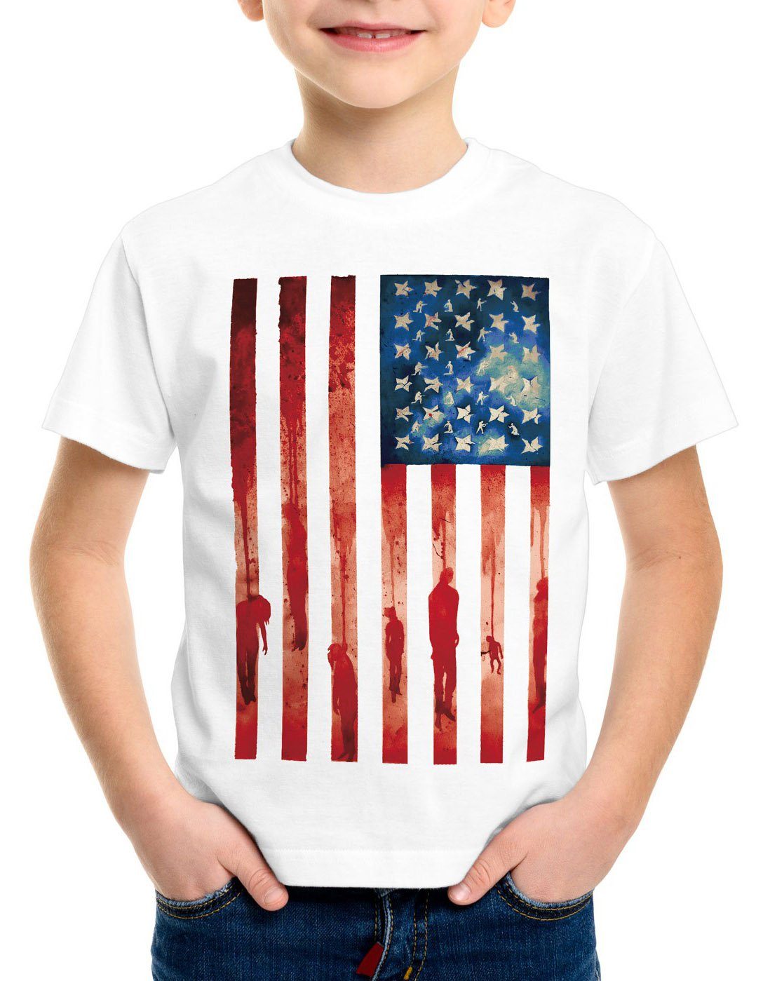 style3 Print-Shirt Kinder T-Shirt Blood and Tears, Stars and Stripes usa  flagge banner vereinigte staaten von amerika us